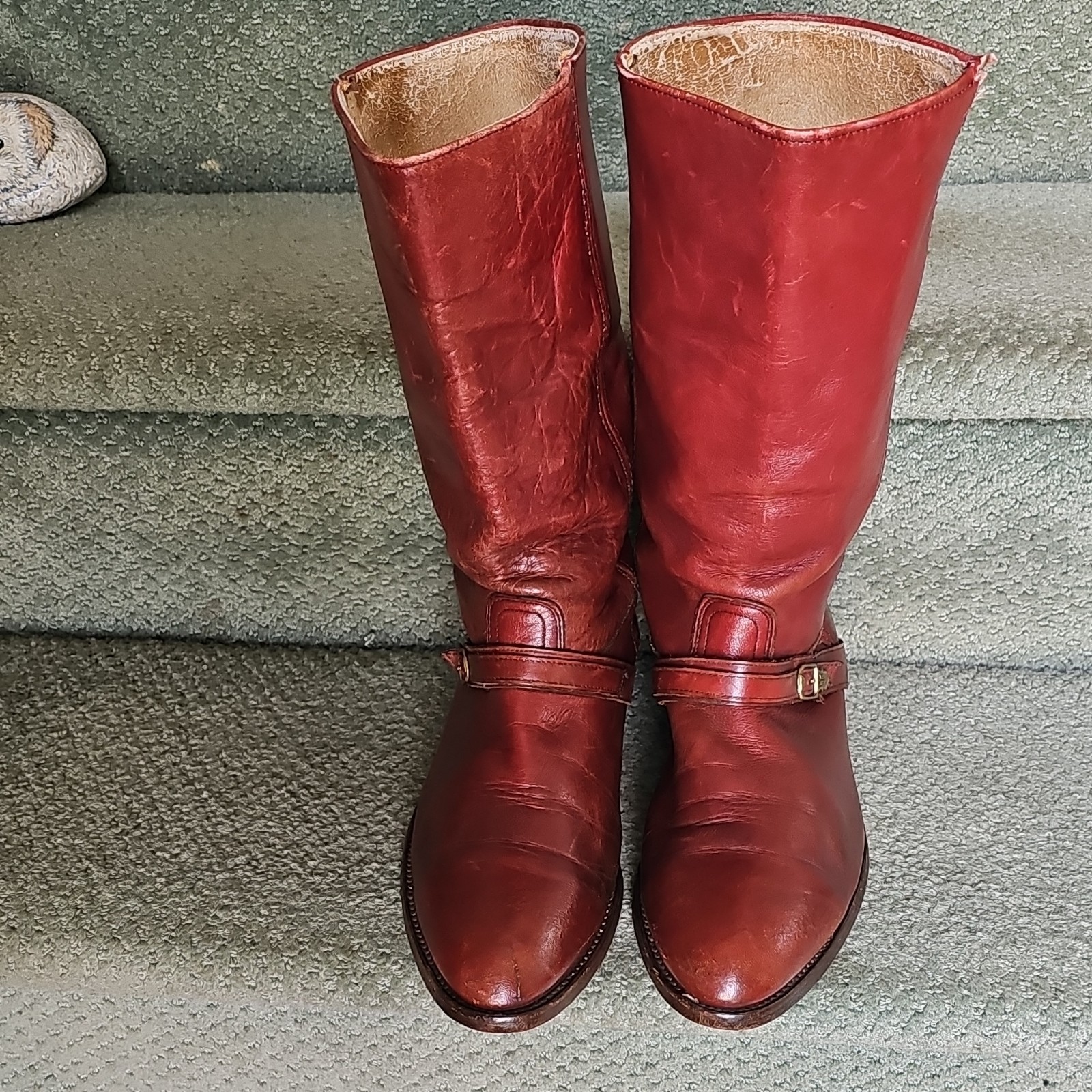 Frye Red Leather dress Mid-Calf Boots Buckle Campus, Men’s Size 10,1/2D ,Campus