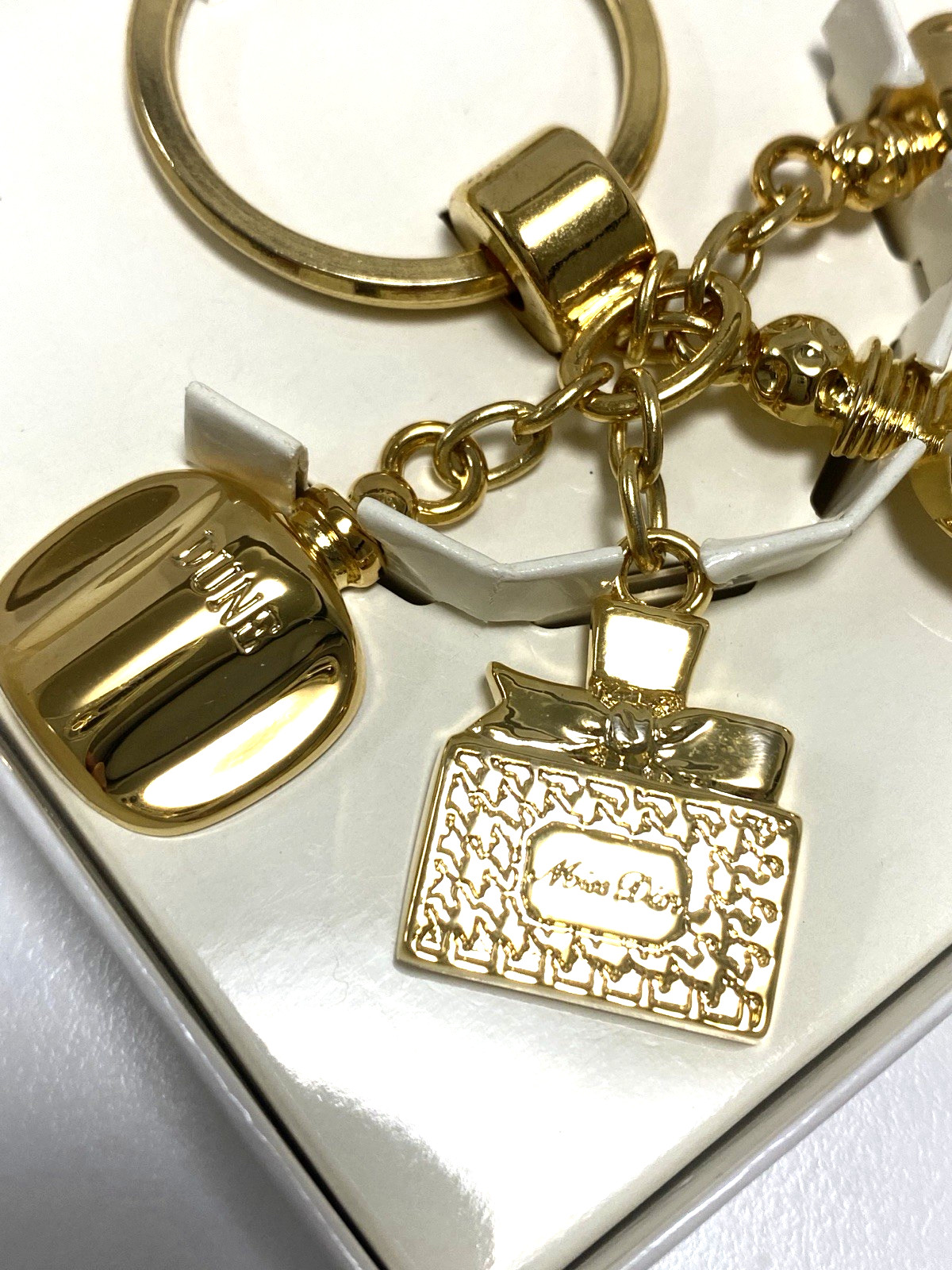 Dior novelty key chain bag charm key holder gold color brand near mint condition