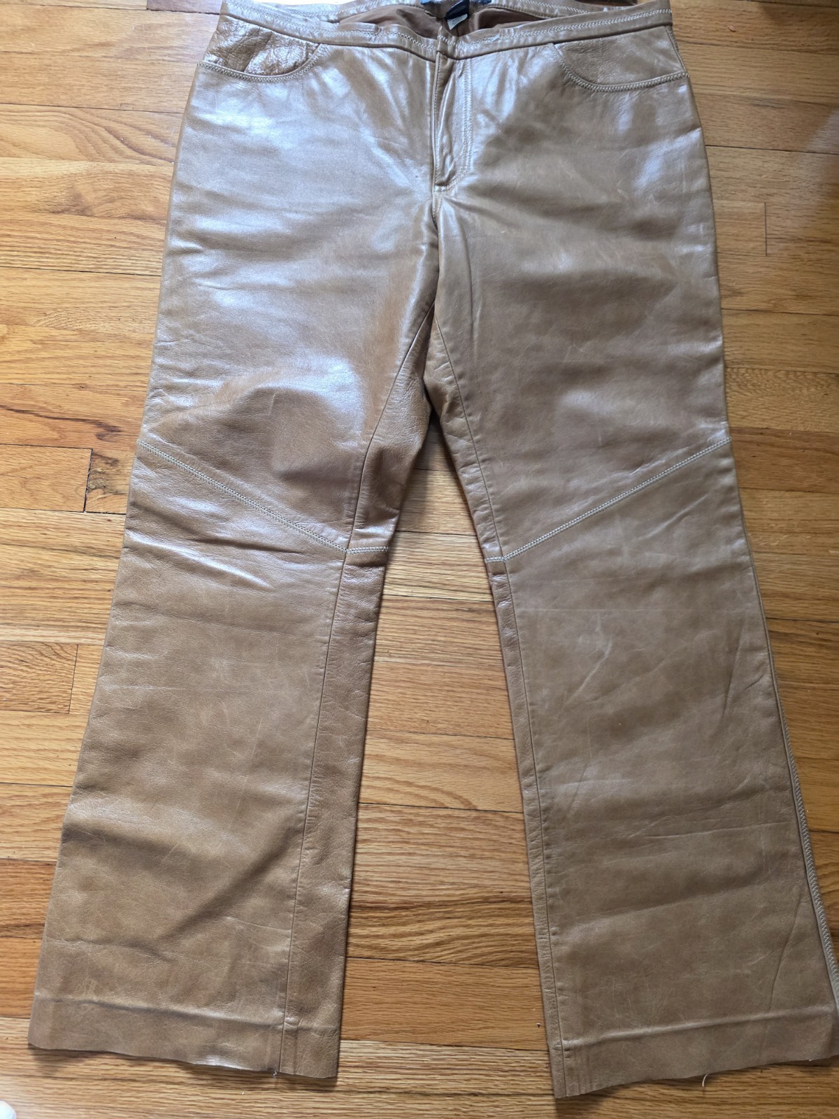 Vintage GAP Leather Pants Womens 14 Brown Boot Cut Y2K Biker Moto Boho Western