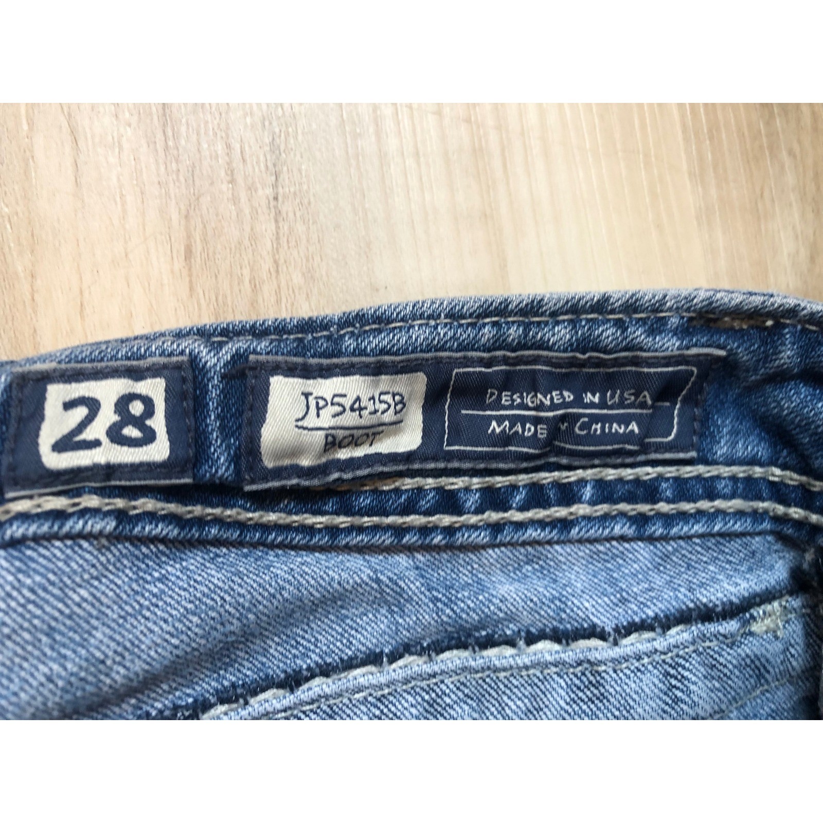 Miss Me JP5415B Bootcut Jeans Medium Wash Butterfly Embellished Flap Pocket 28