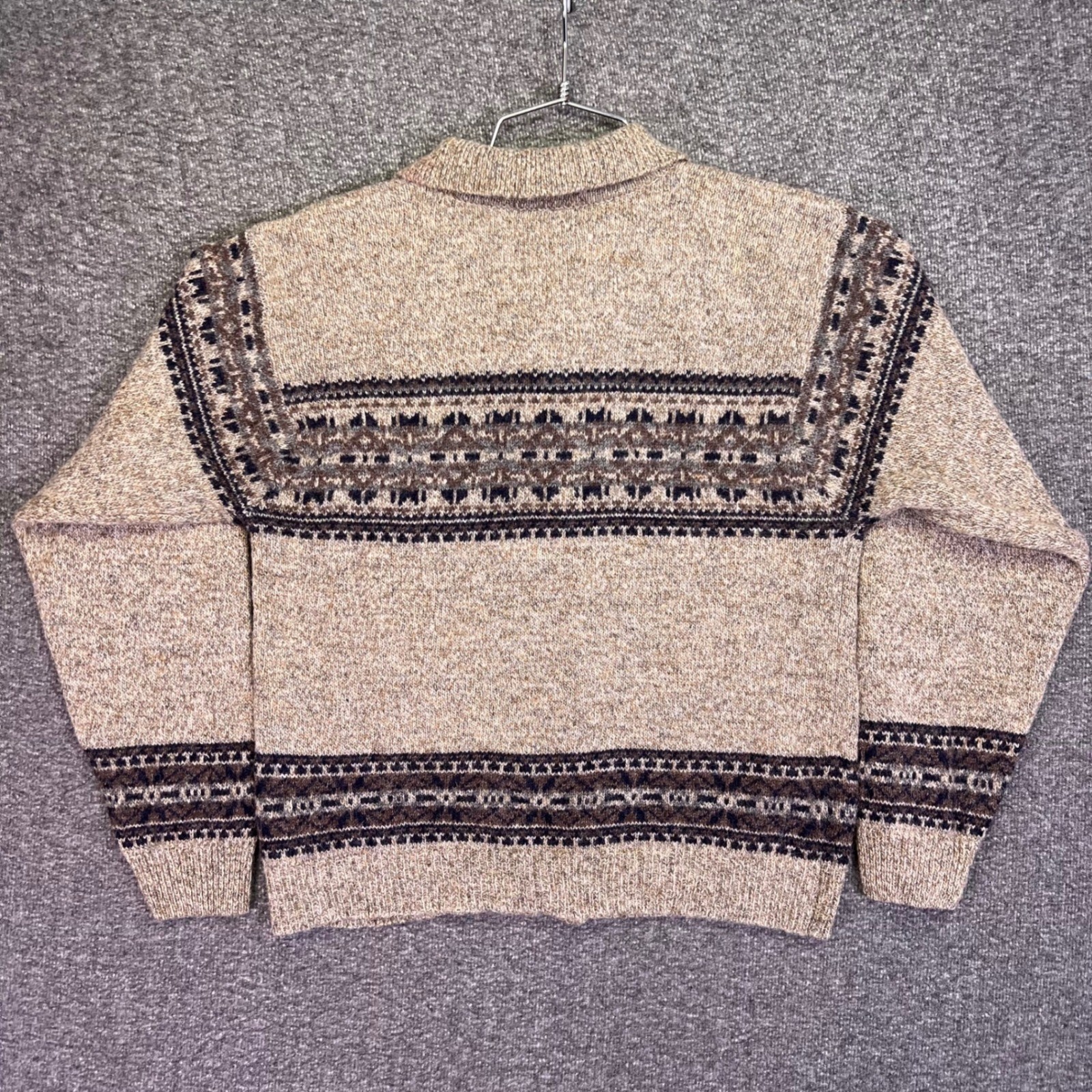 Croft & Barrow Wool Cardigan Womens Small Tan Fair Isle Button Casual Collared