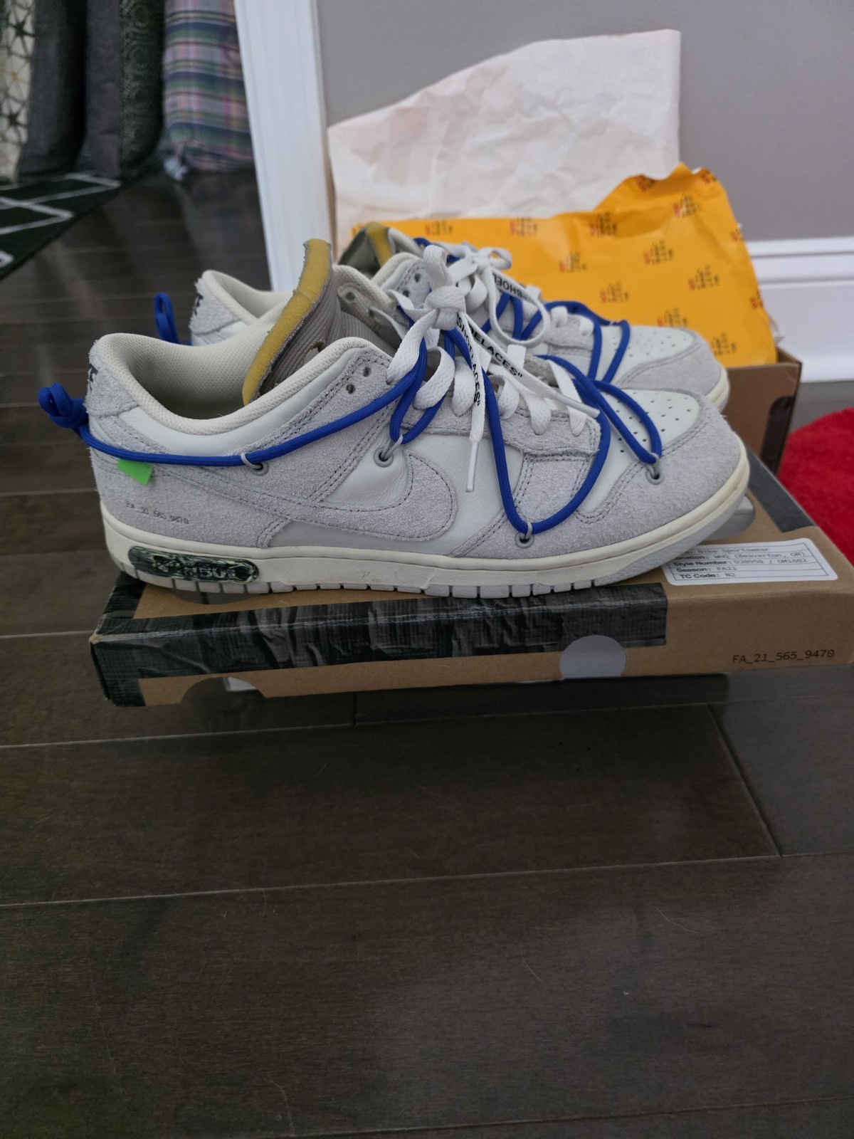 Nike x Off-White Dunk Lot 32 Size 11 Grey Blue White Virgil