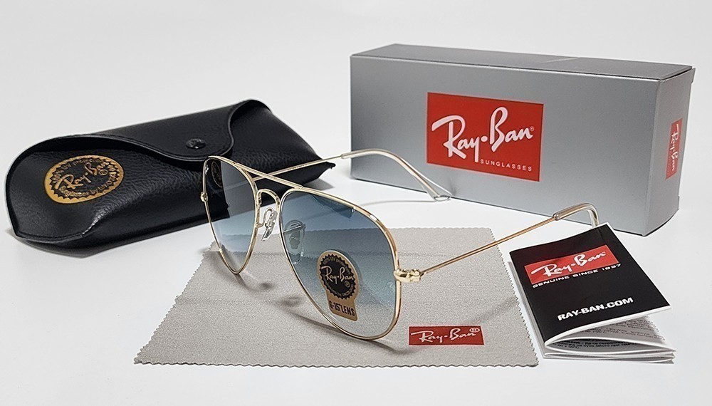 Ray-Ban RB3025 Aviator Sunglasses Gold Frame Blue Gradient Lens UV400