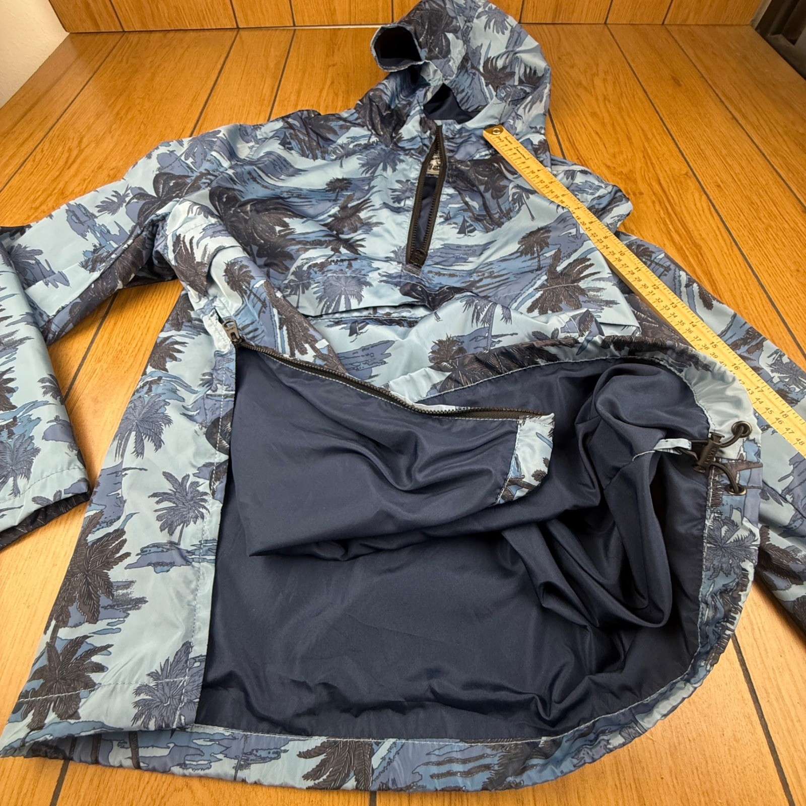 Levi’s Pullover Anorak Jacket Hooded Palm Print Blue XL