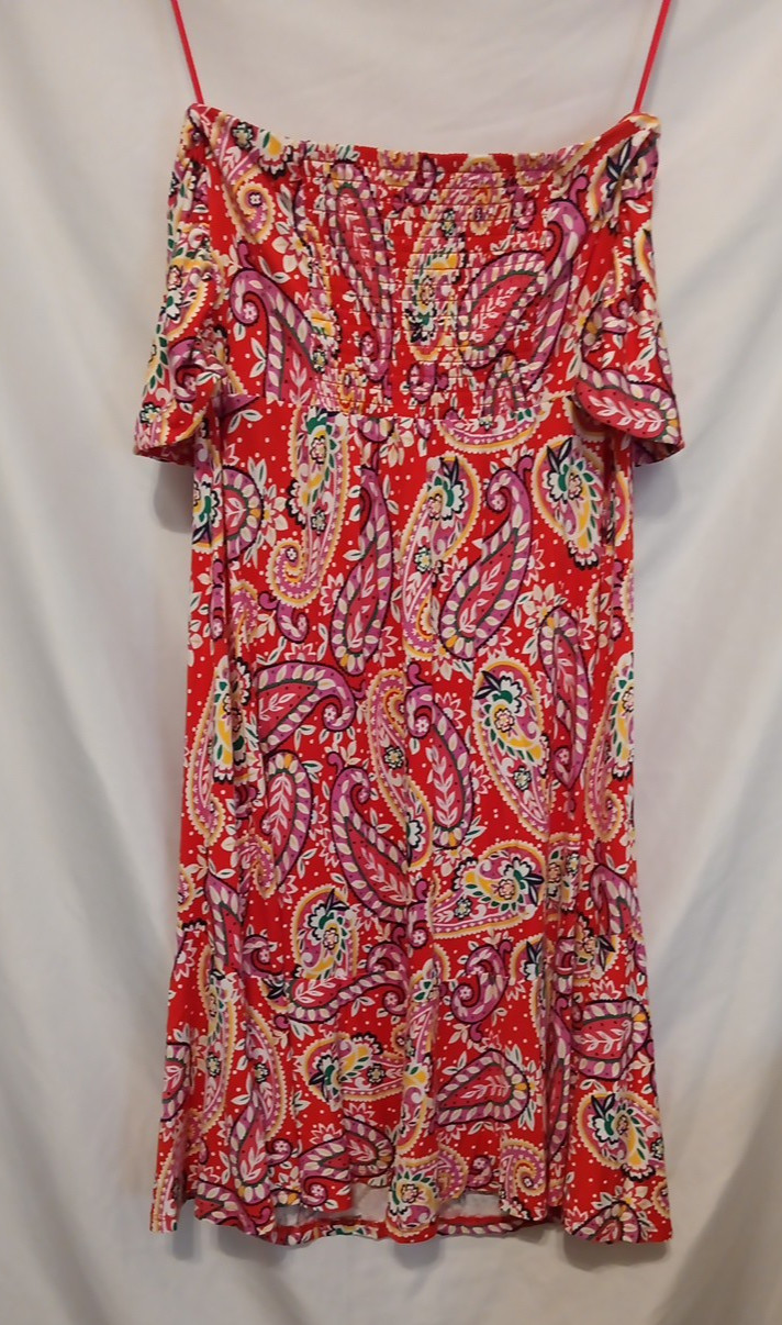 BODEN Lilah Multi Way Strapless Dress Women 6P Petite Red Paisley Halter