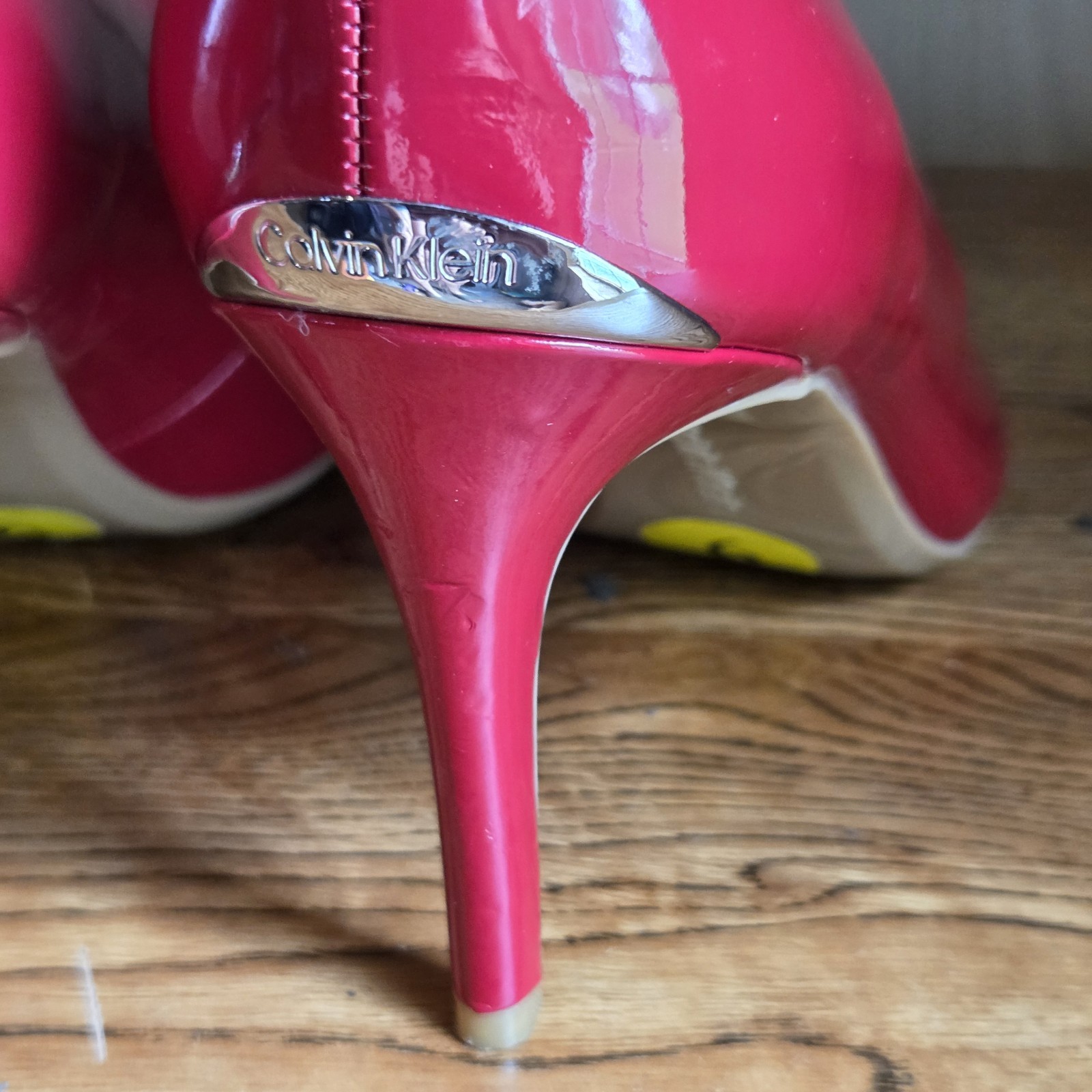 Calvin Klein Women’s Crimson Red Susan Patent Smooth High Heels – 9 us