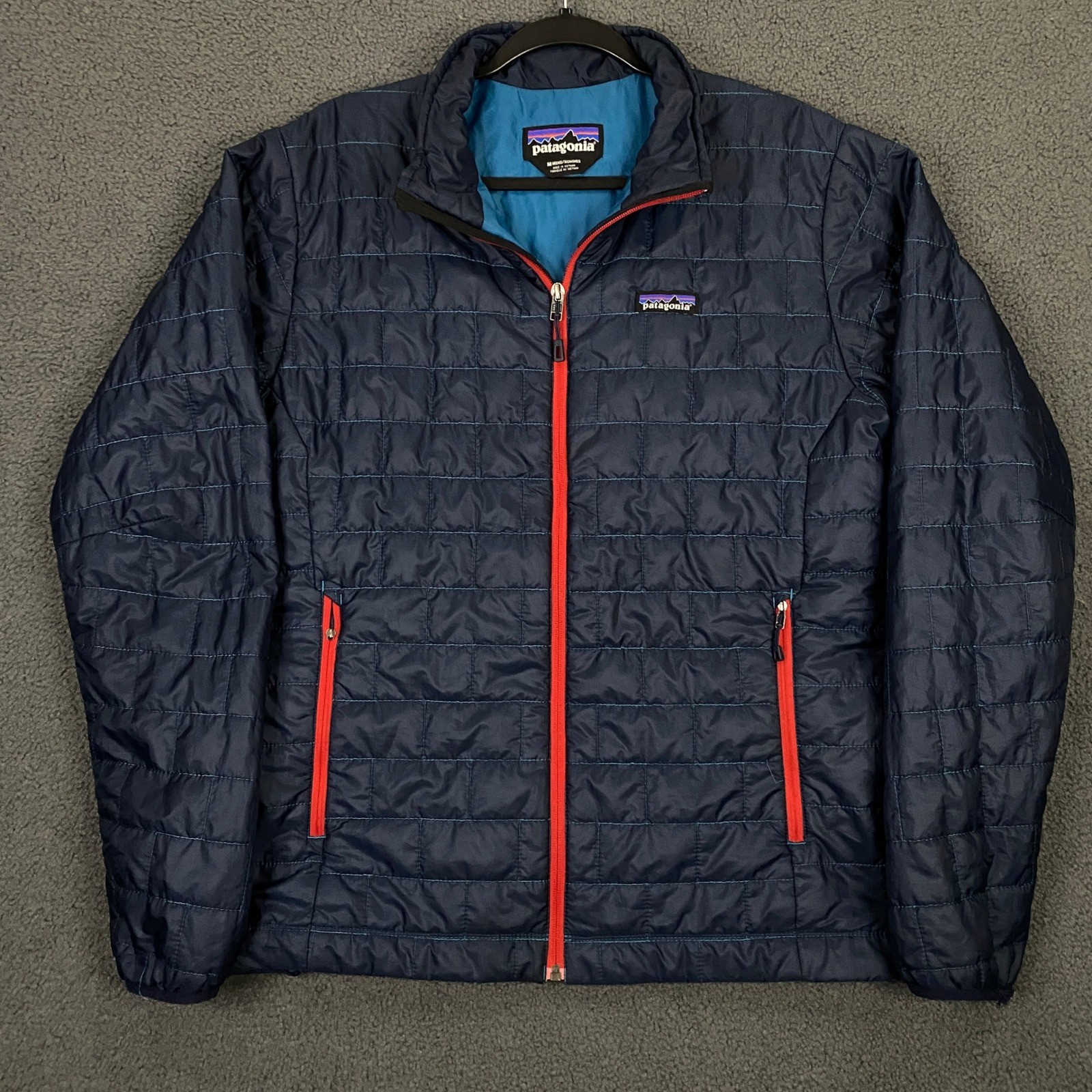 Patagonia Nano Puff Jacket Mens Medium Navy Blue Quilted Insulated Hiking