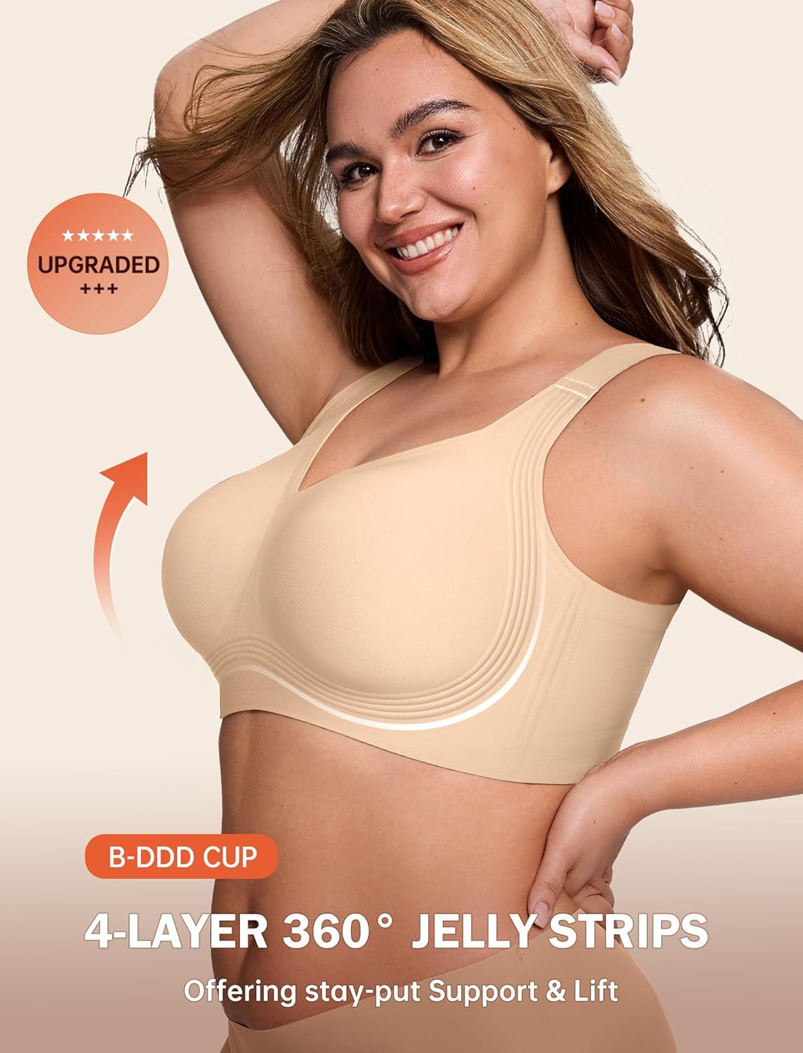 Supportive Wireless Push-Up Bra for Women – Full Coverage Seamless Plus Size