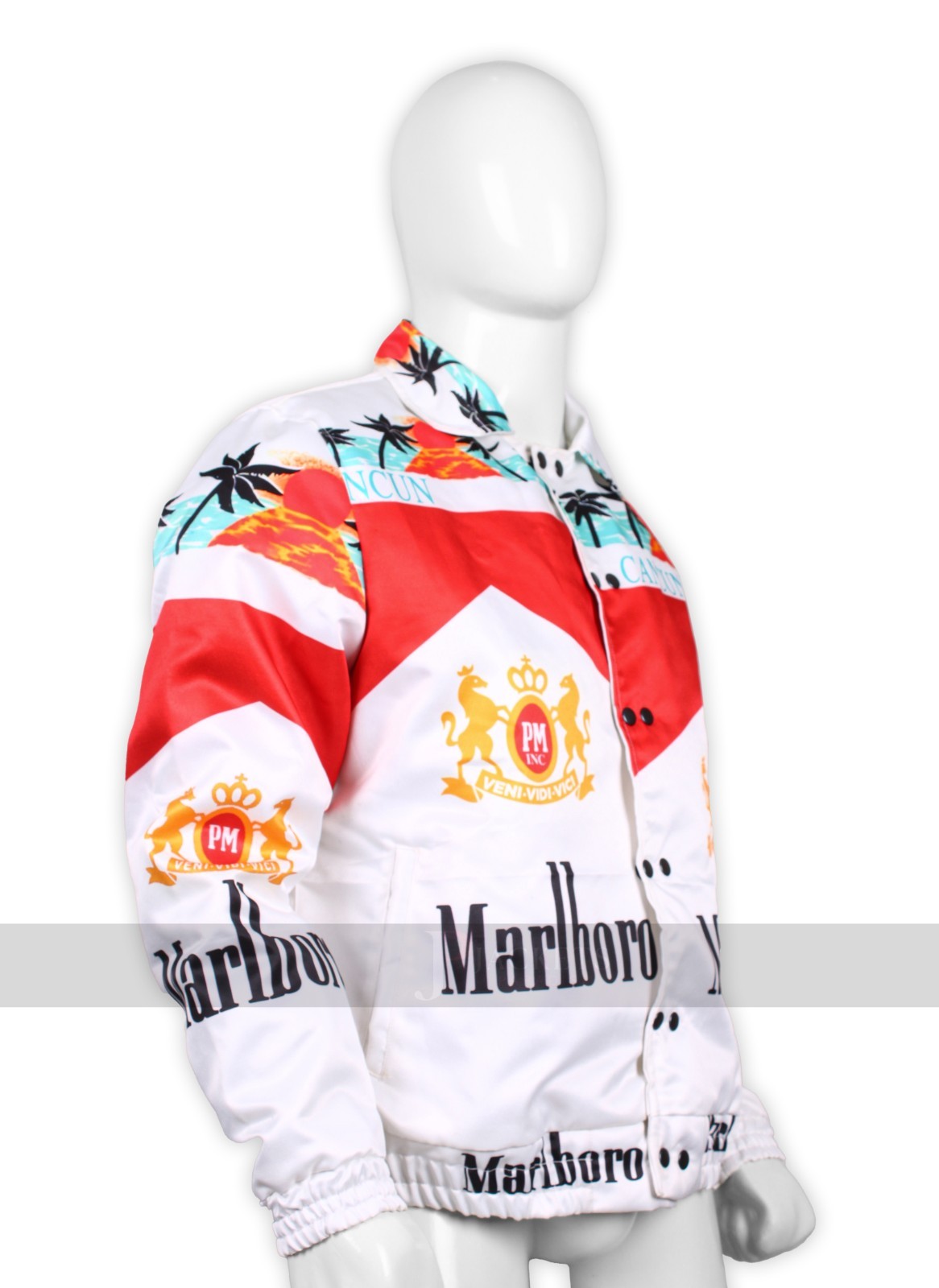 Vintage Style White 80s Bomber Cancun Jacket
