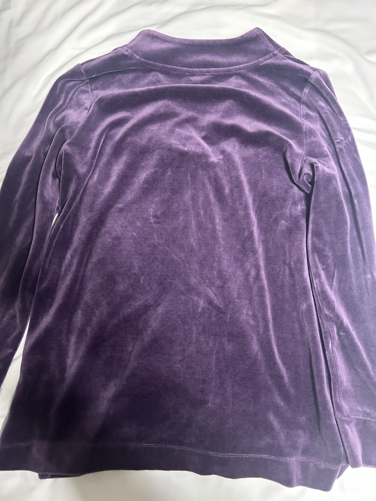 Talbots Purple Velvet V-Neck Long Sleeve Pullover Top, Women’s Size S