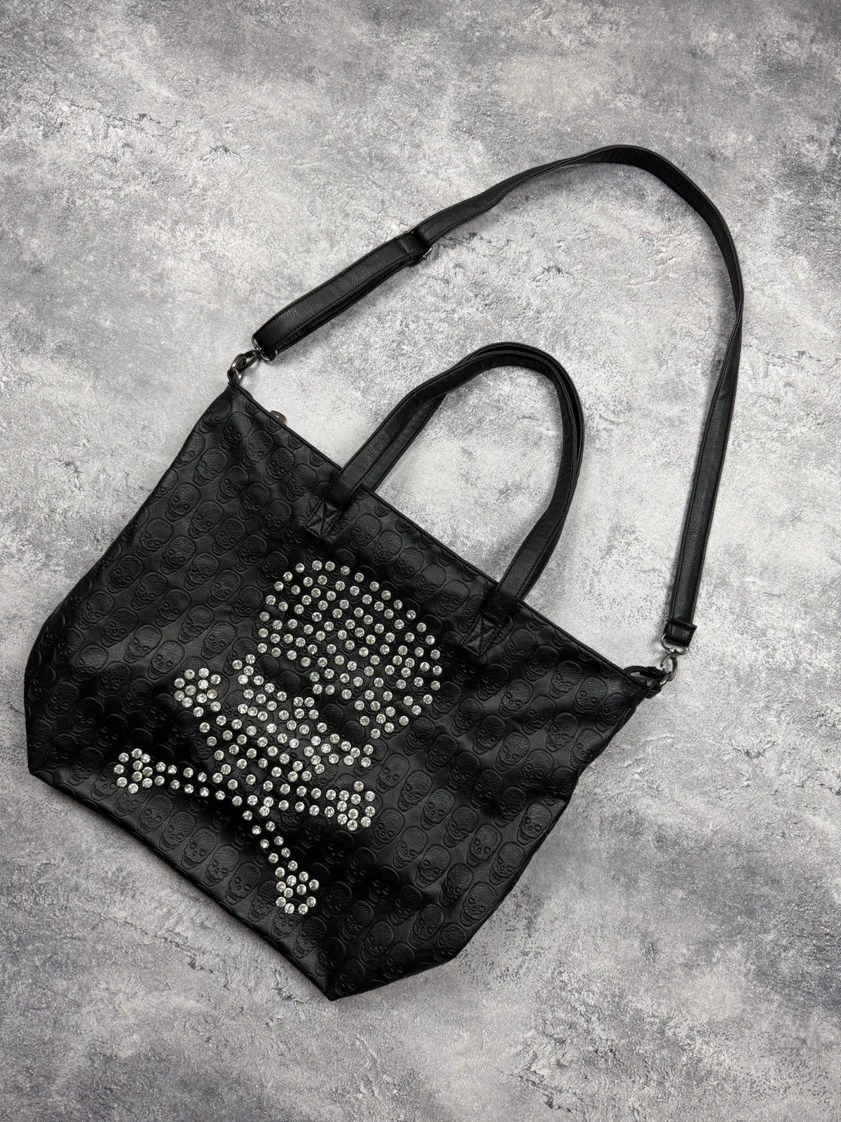 Vintage Avant Garde Skull Bag Rhinestones Y2K Style Punk Gothic Black Rare Hype