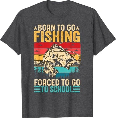 Born to Go Fishing Shirt, Funny Kids Fishing Graphic Tee