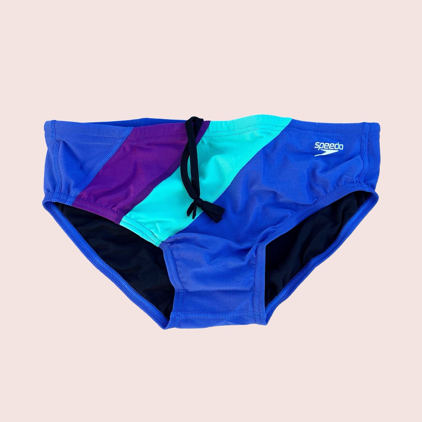 Speedo Men orange Dazzling blue colorblock one Brief Swimwear 28 30 32 34 36 38