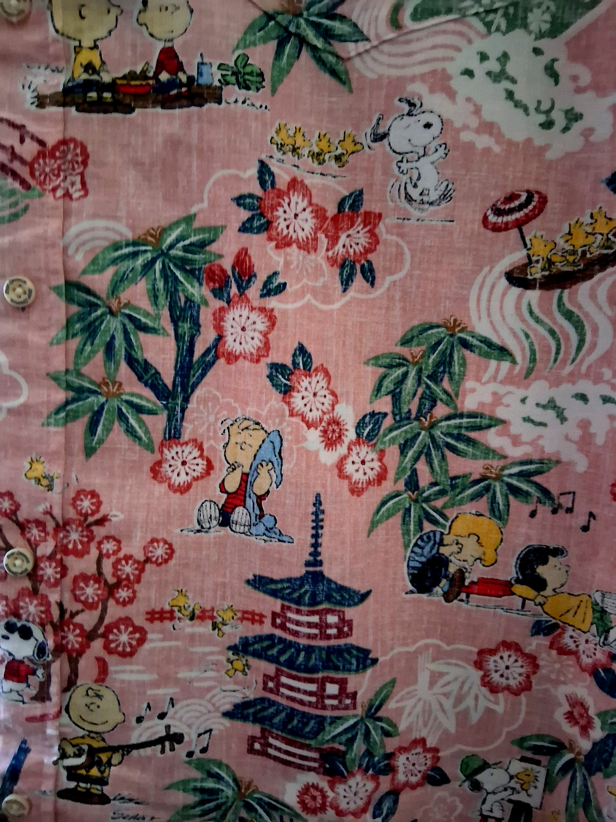 Reyn Spooner Men’s ” PEANUTS IN JAPAN” NWT TAILORED FIT Pink Large Shirt