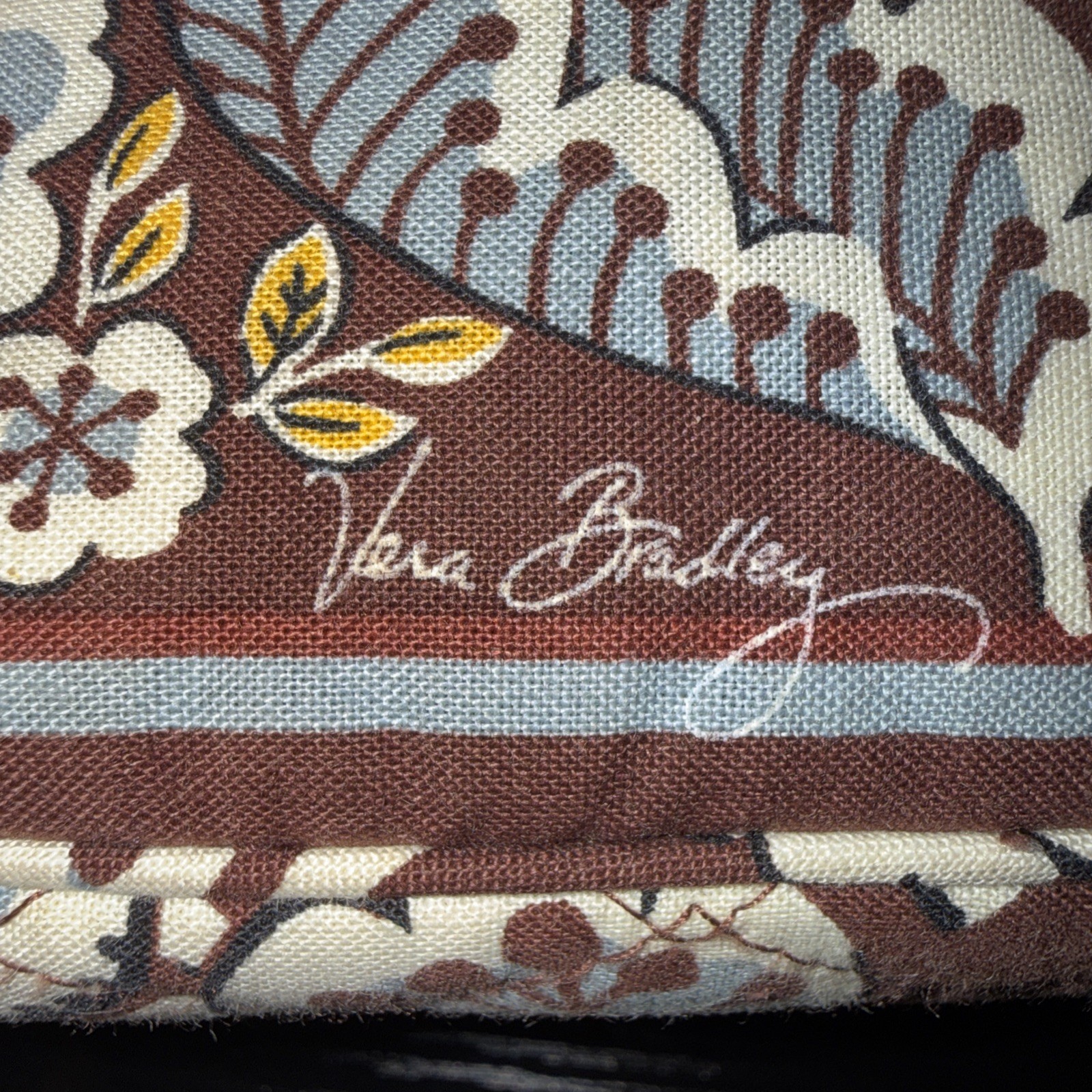 Vera Bradley Slate Blooms Print, Bucket Tote Drawstrings Two Handles