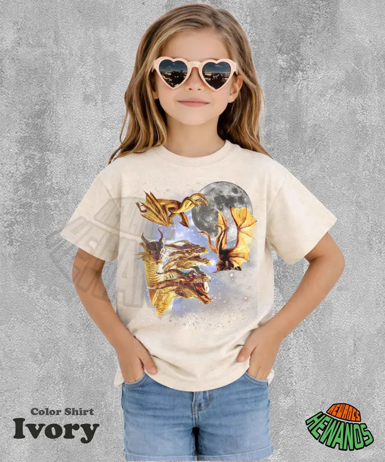 Giant Monster Dragon Moon Retro Vintage Comfort Tee