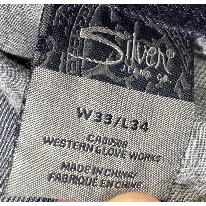 Silver Grayson Selvedge Jeans Men 33×34 Blue Straight Whisker Distress Denim