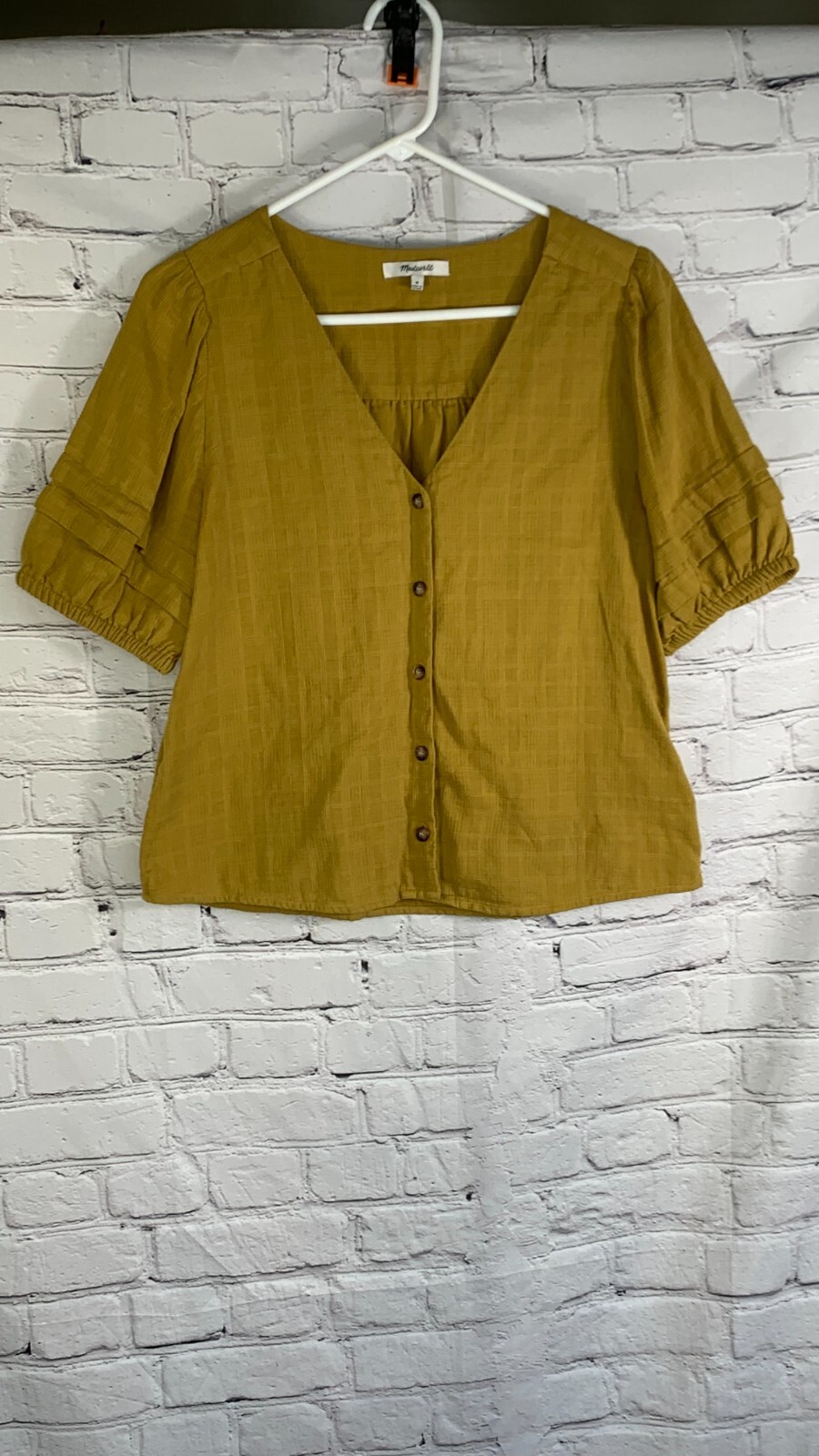 NEW MADEWELL Pembroke 100% Cotton Top in Mahan Plaid Bronzed Lichen Medium
