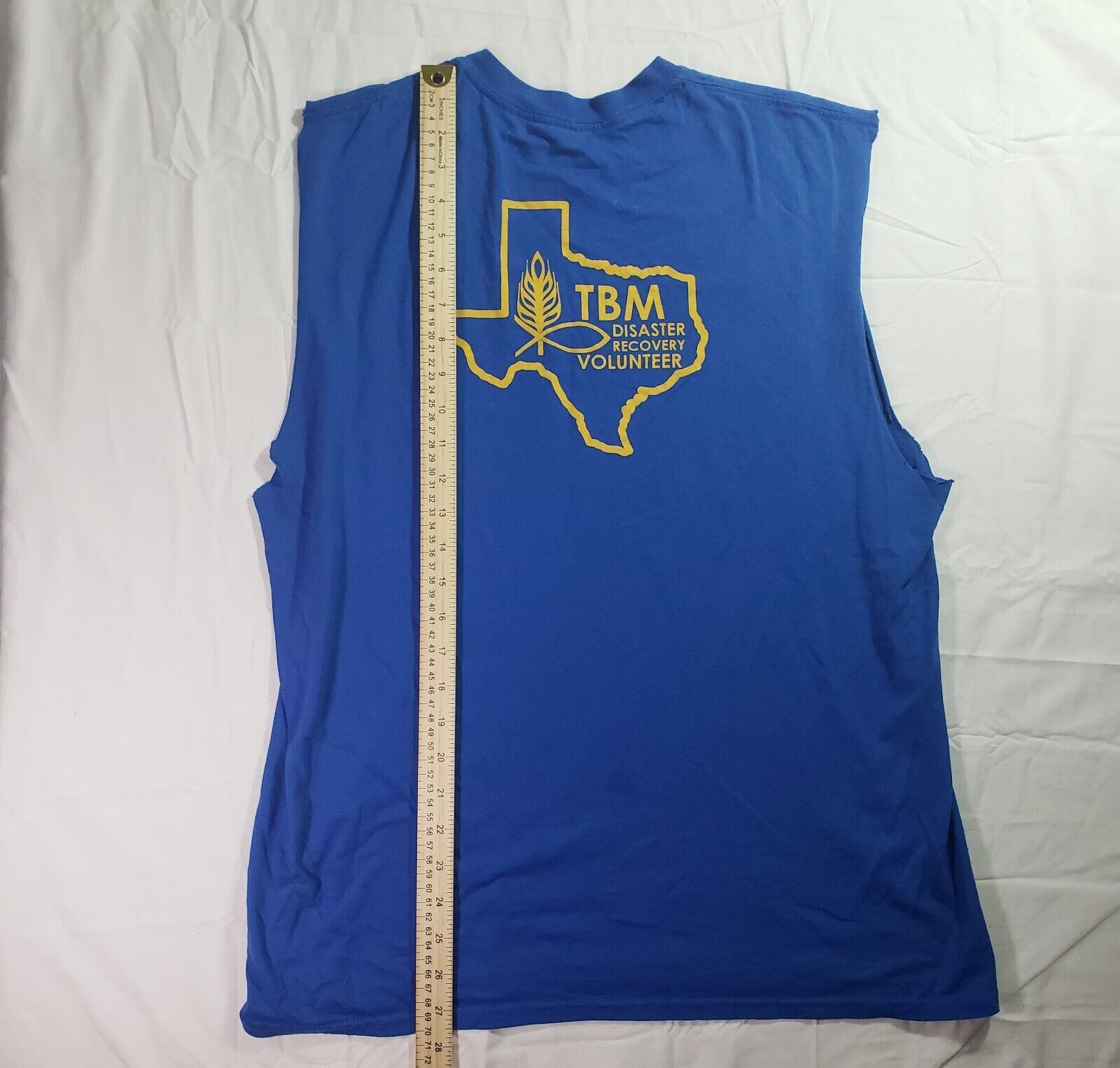 Blue Gildan DryBlend TBM Texans on Mission Volunteer Shirt Sleeveless Size L