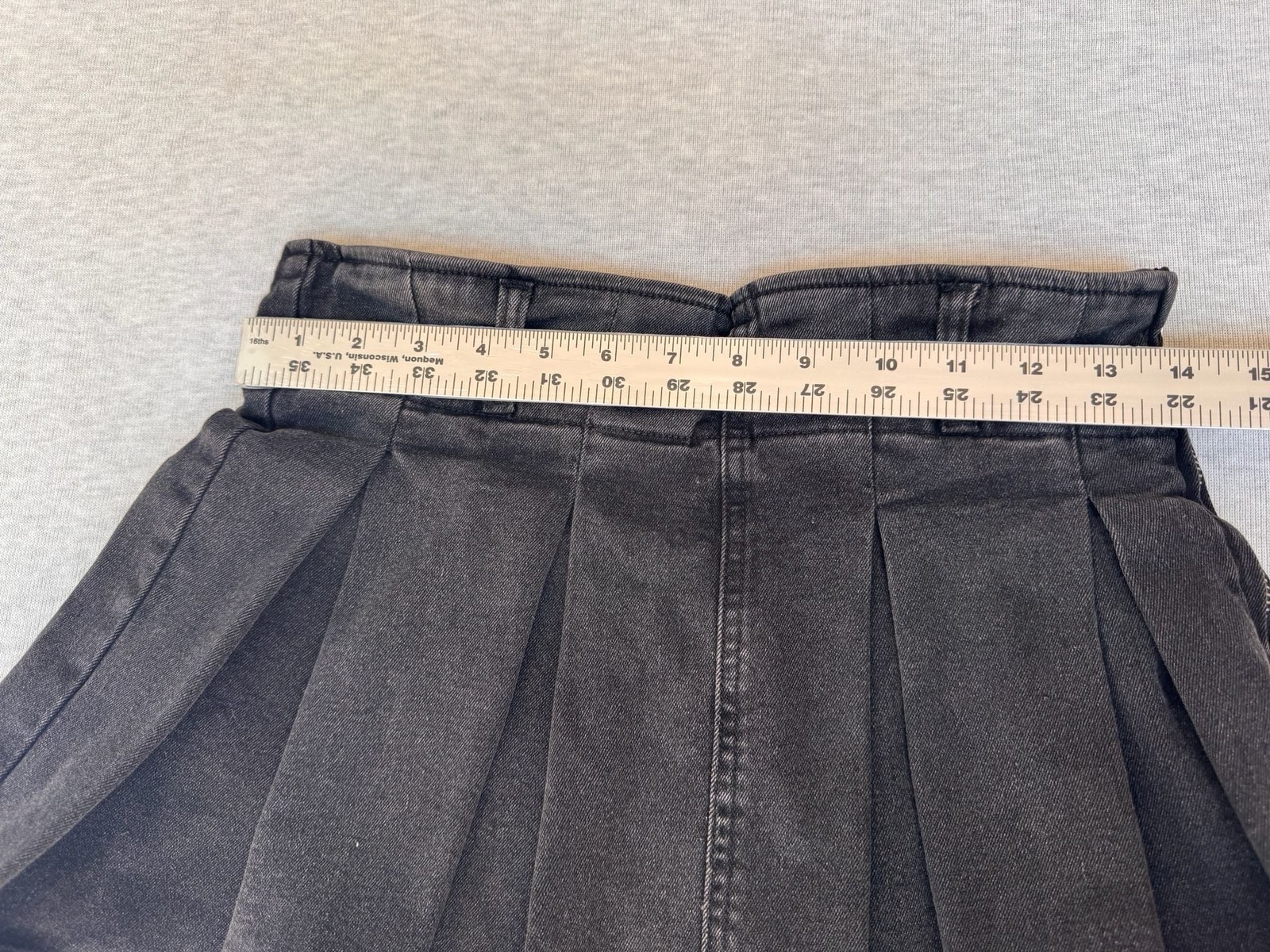 JFORJUSTIFY Black Denim Pleated Mini Skirt Skort