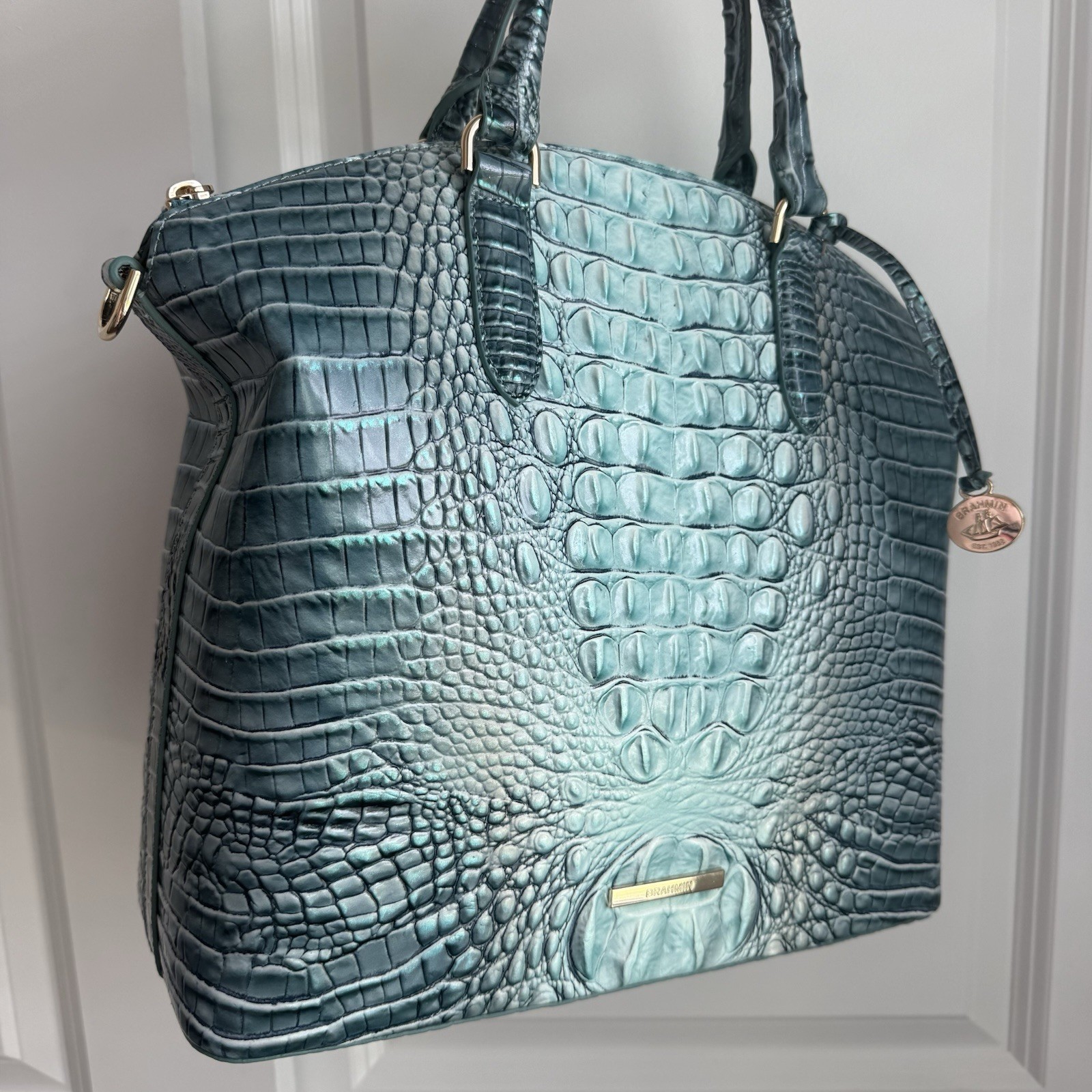 Brahmin Large Duxbury Satchel Spearmint Ombre Melbourne Leather