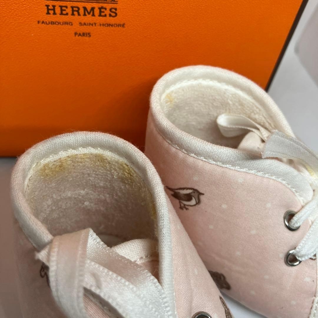 Hermes baby shoes 100% cotton Pink Linen Animal Print Pattern JAPAN