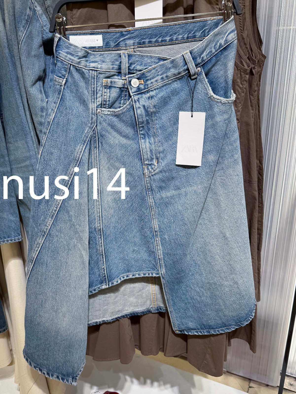 ZARA NEW WOMAN MID-RISE ASYMMETRIC TRF DENIM SKIRT BLUE XS-XL 5252/090/400