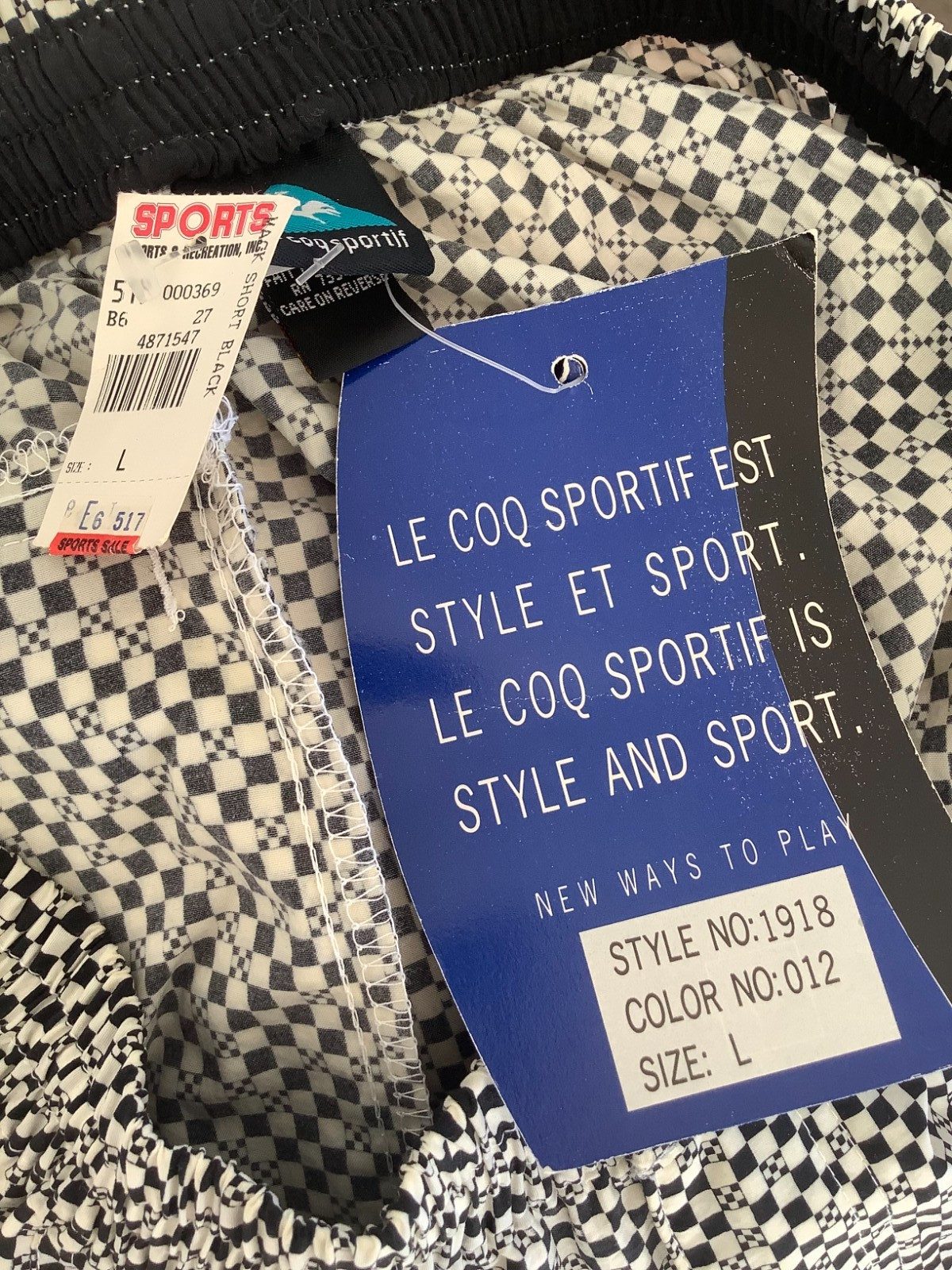 VTG Le Coq Sportif Men’s Shorts Elastic Drawstring Tennis Preppy Retro Size L