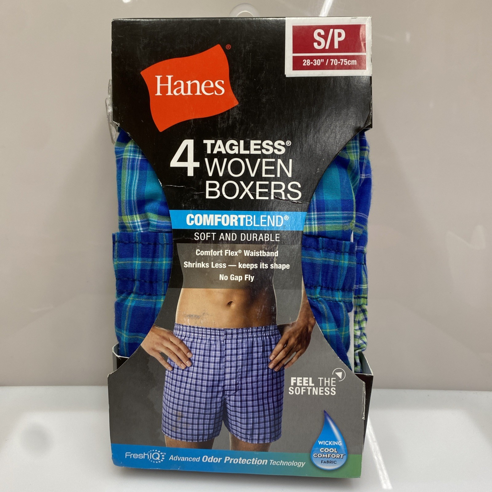 HANES Mens Tagless Woven Boxers Underwear 4 pack Size S 28-30″ ❗️Damage Boxes