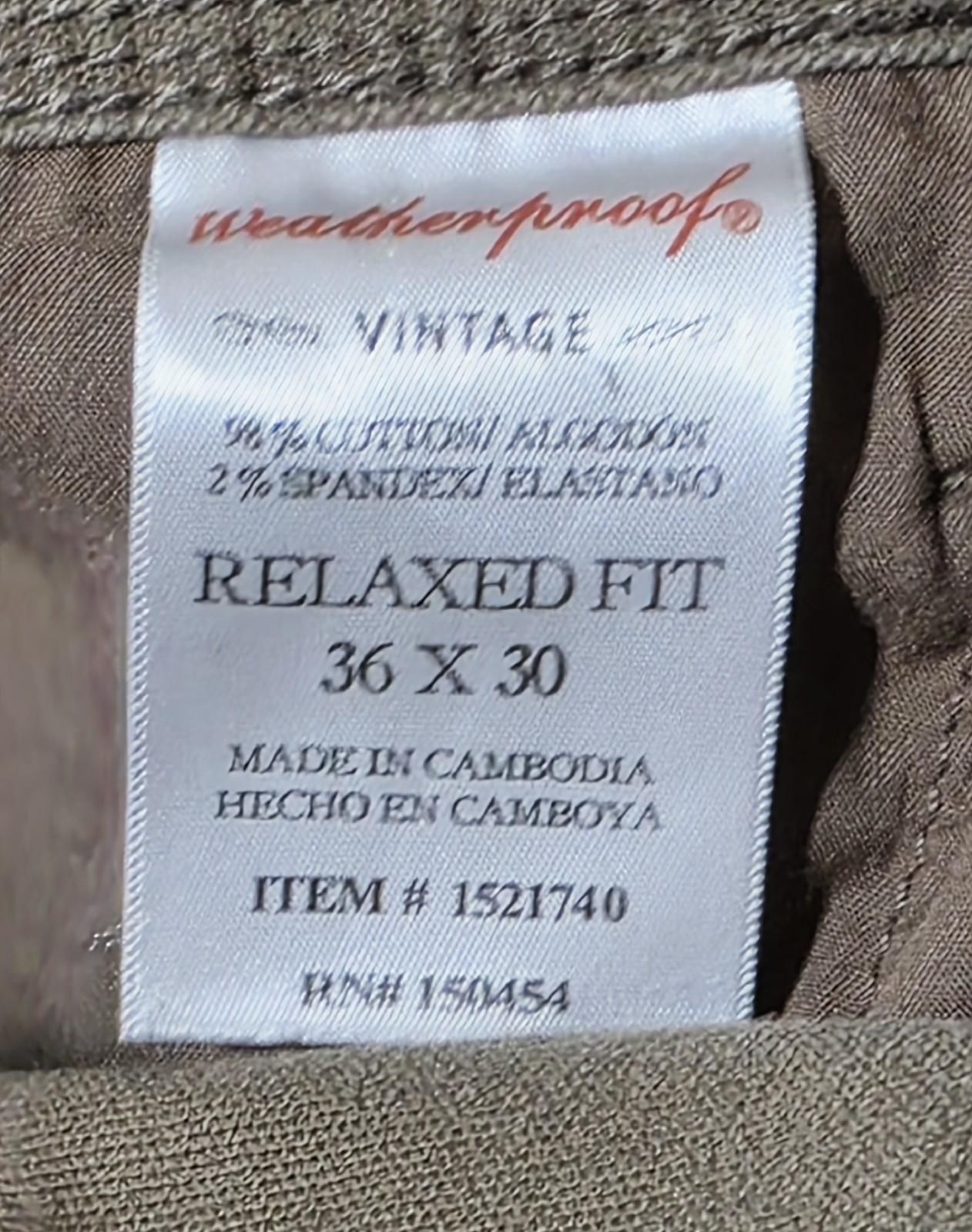 Weatherproof Jeans/Pants Men’s 36×30 Brown Dark Wash Straight Leg Jeans