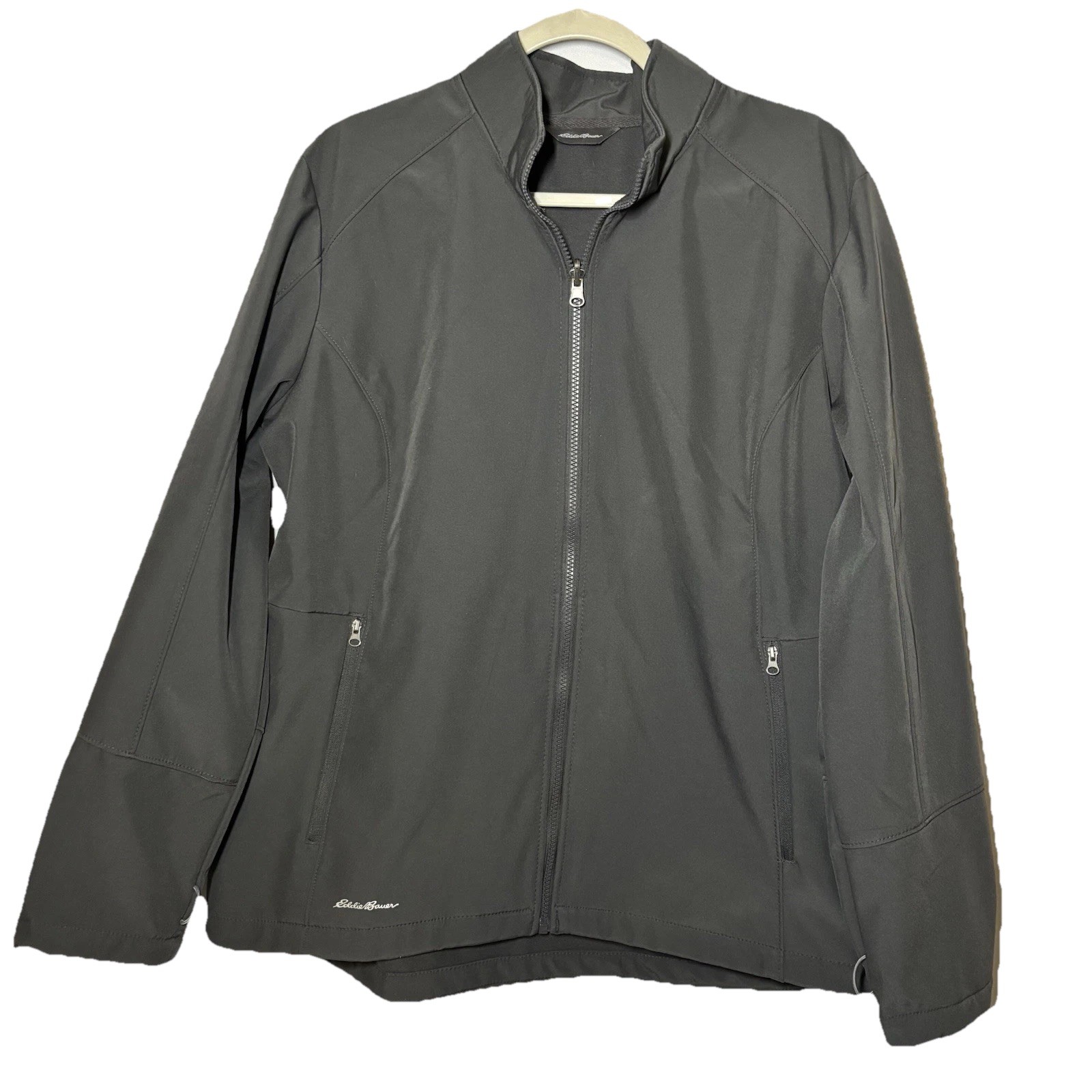 Eddie Bauer Soft Shell Fleece Lined Women 2XL Gray Jacket Full Zip Pocket EB657