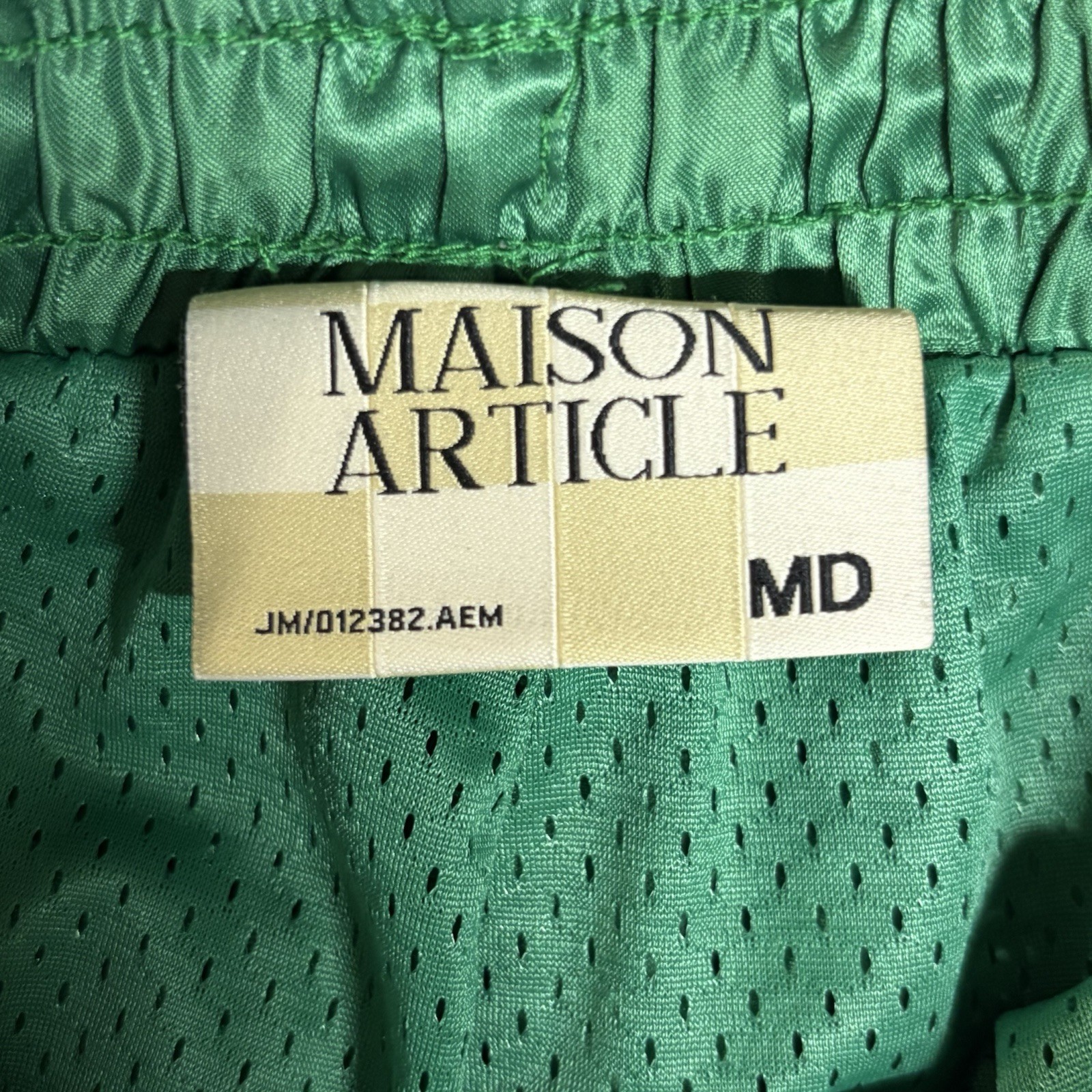 Maison Article Green Plaid Premium Shorts Size Medium Lined Mesh