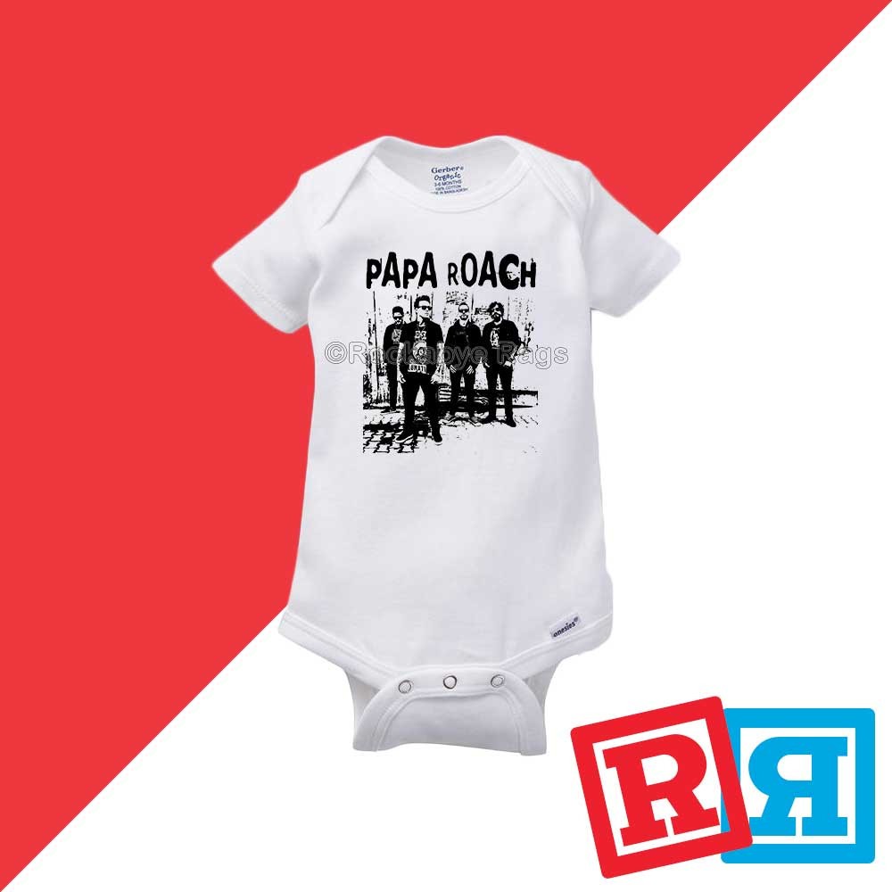 Papa Roach Gerber Baby Onesie® Cotton Unisex White Short Sleeve Bodysuit