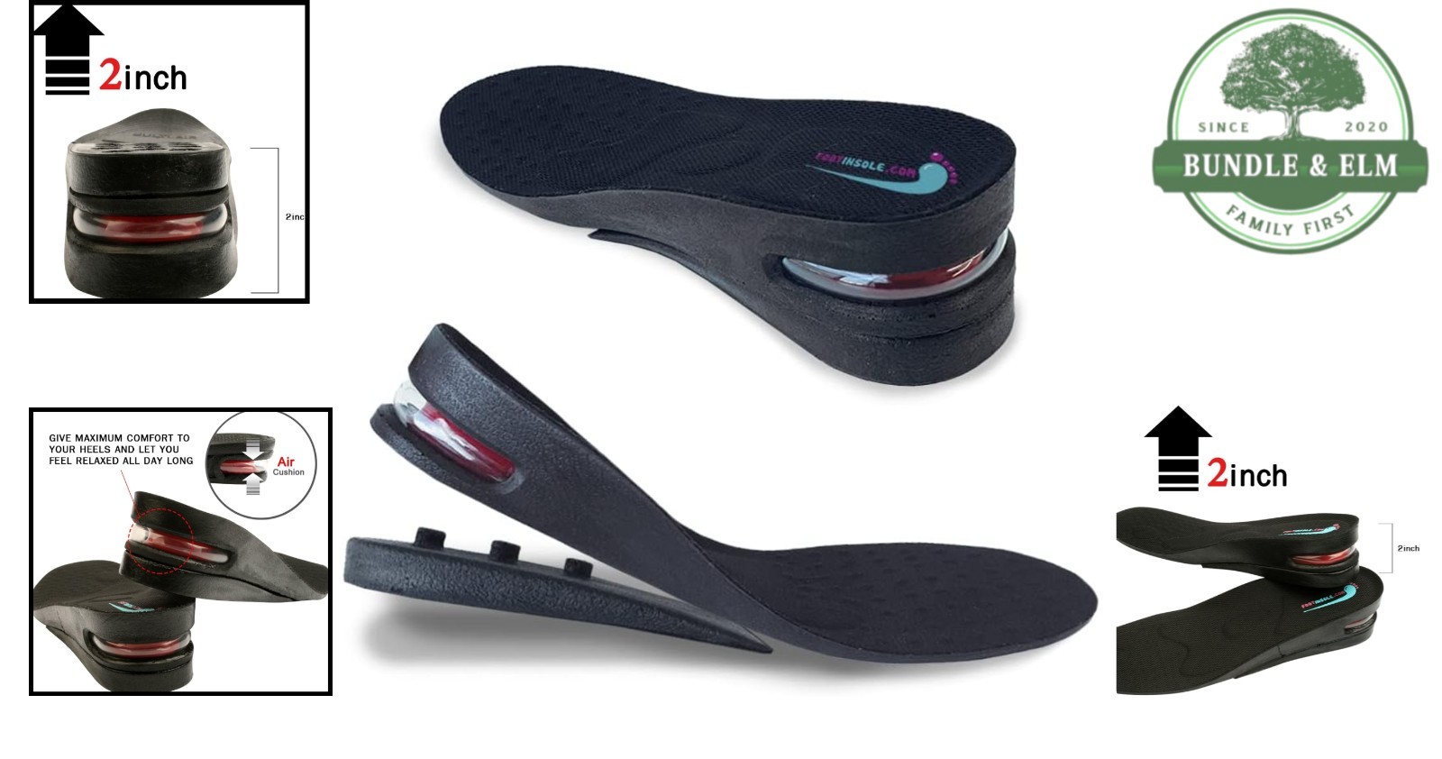 Elevate Your Style: 2″ Height Increase Insoles with Air Cushion for Men’s 7-11