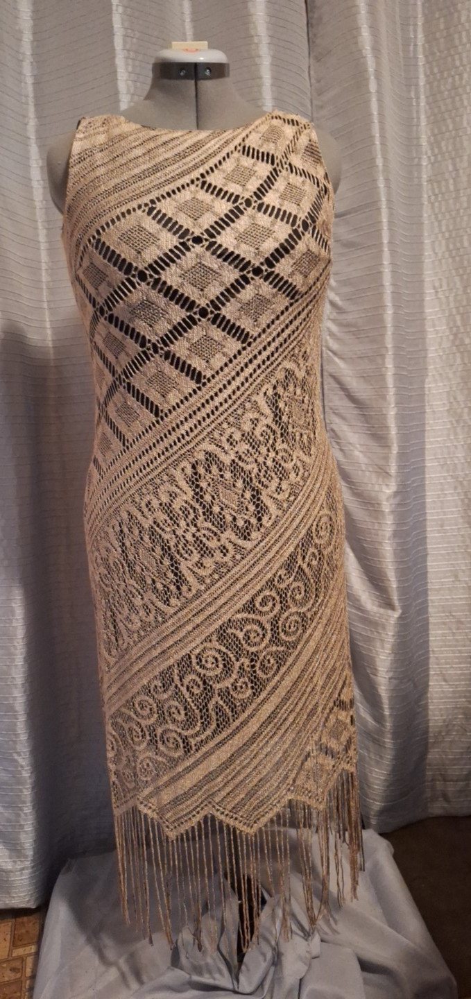VINTAGE sz 11/12 womens Fringed Lace Dress by Breakin Loose Flapper Style