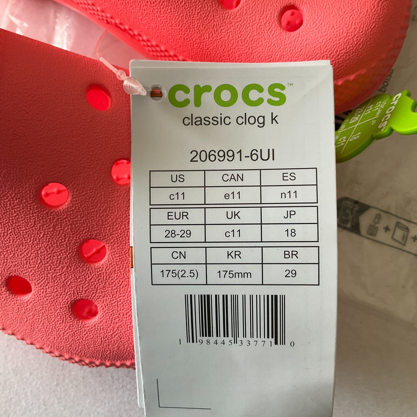 Crocs Classic Clogs Kids Size C11 Pink