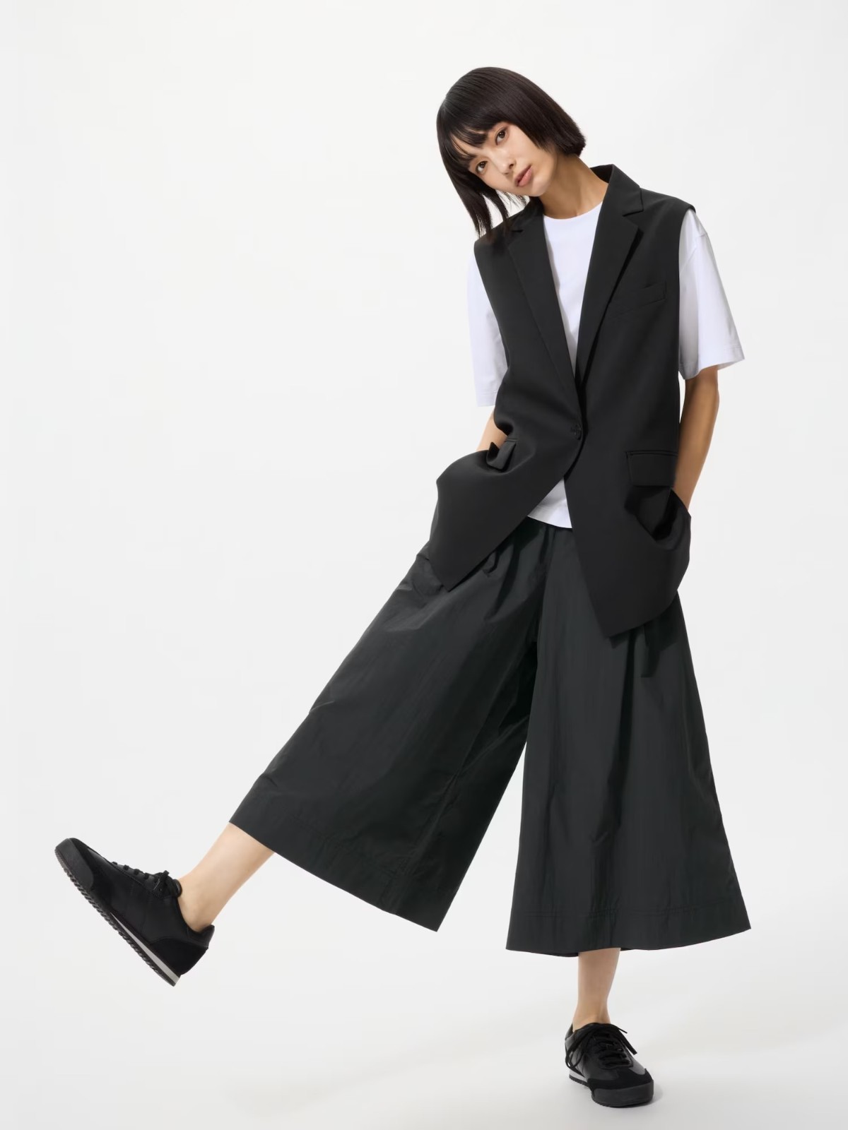 UNIQLO Nylon Culottes S-3XL Cropped Loose Flared Quick-Dry Women 485593 NWT