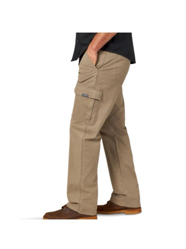 Wrangler Men’s Beige Cargo Pants 32W Cotton Canvas Straight Leg Pockets