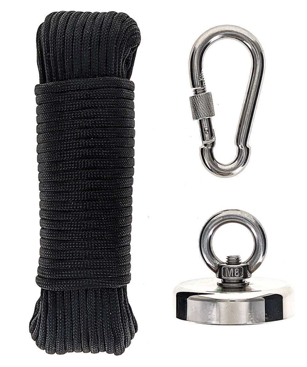 400 LB Pull Strength Magnet Fishing kit with 60’/500 Lb Paracord and 304 Stainle