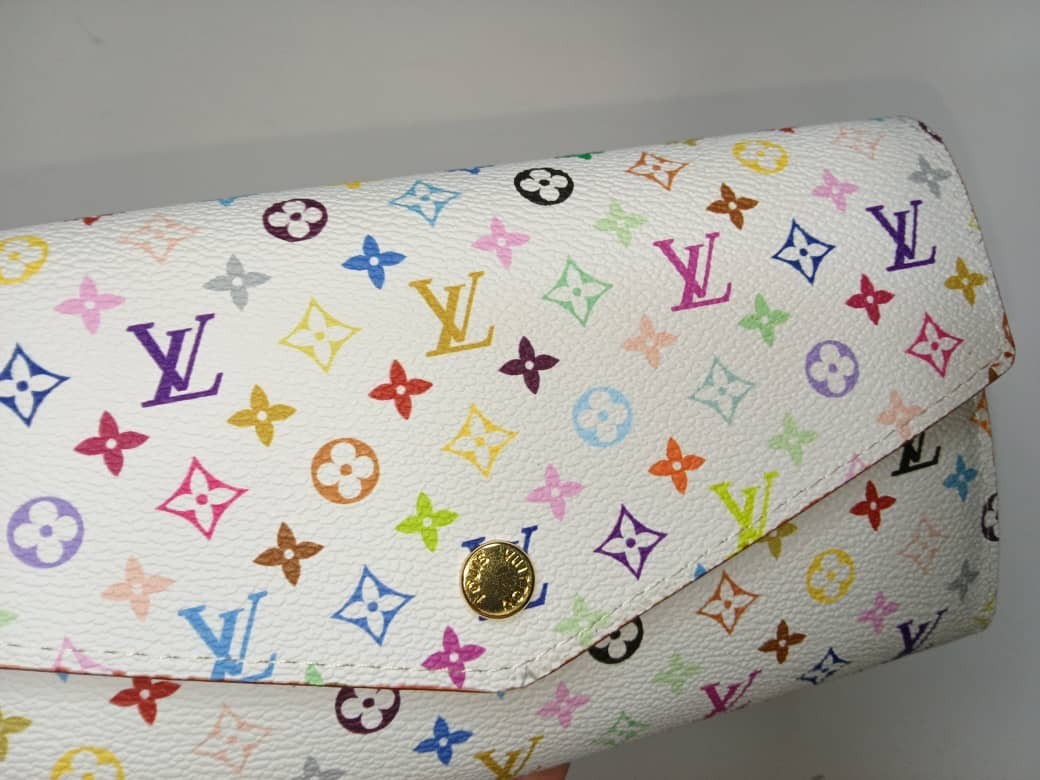 Louis Vuitton White Multicolor Sarah Long Wallet Snap Button