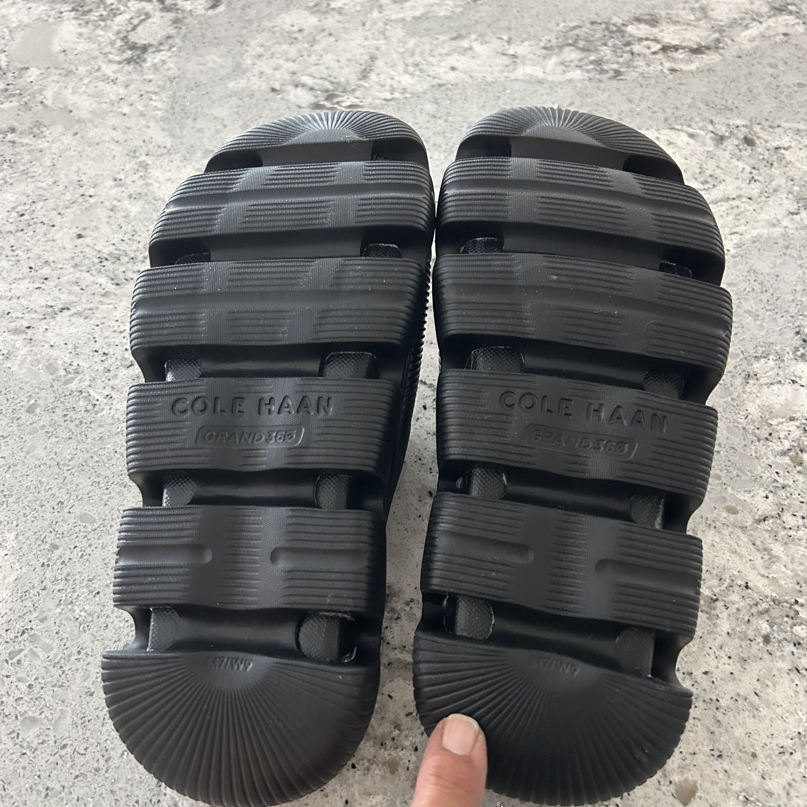 Cole Haan Zero Grand Slide Sandals Black Logo Embossed W9, M7