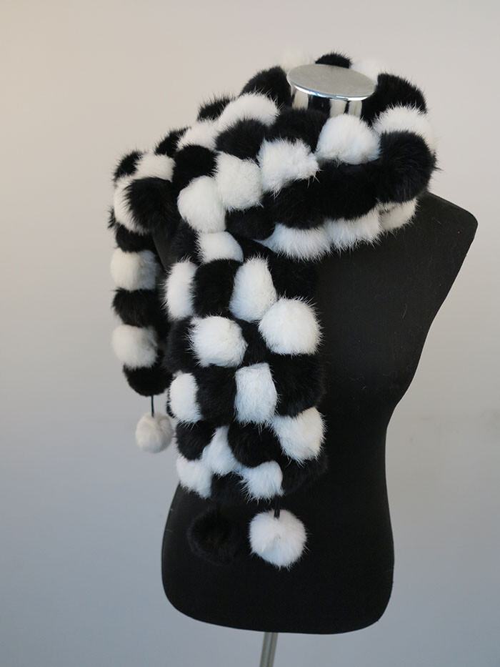 100% real rabbit fur pom poms scarf/ cape/ wrap 7 wonderful color available