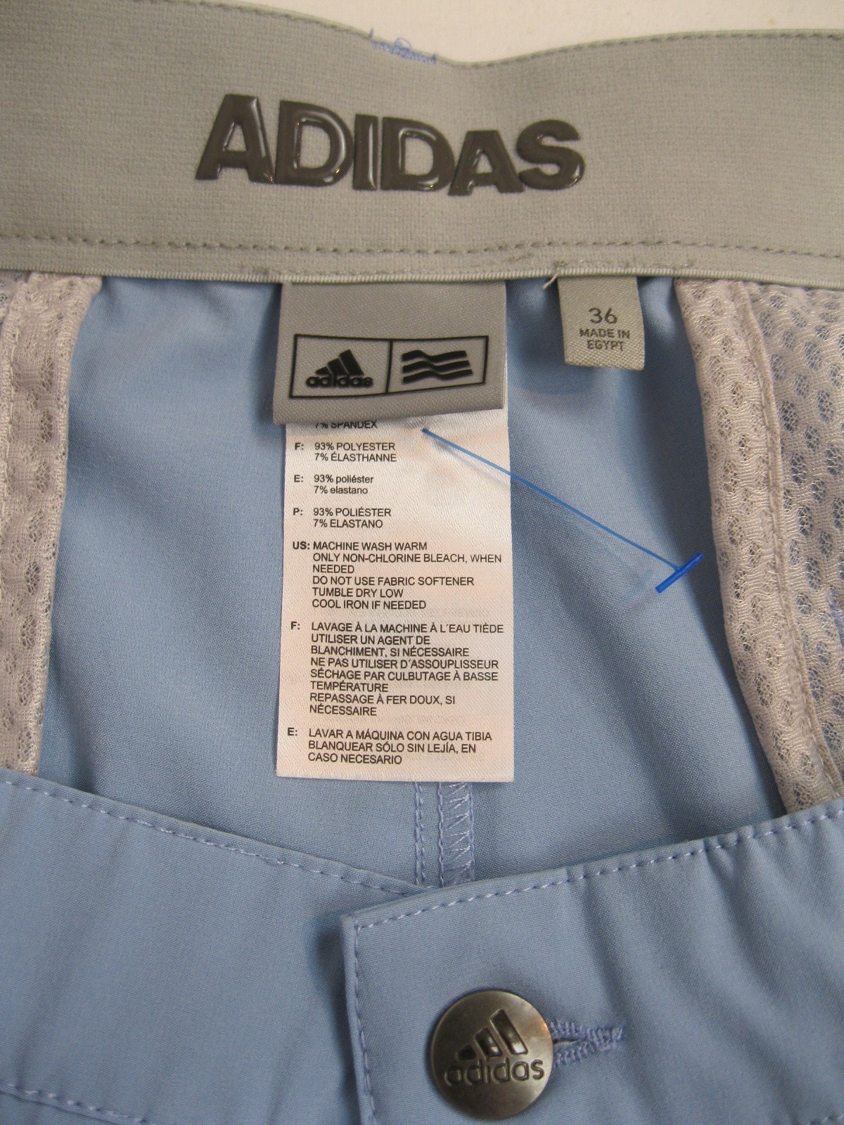 Adidas Mens Shorts Sz 36 Blue Polyester Elastane Golf NEW