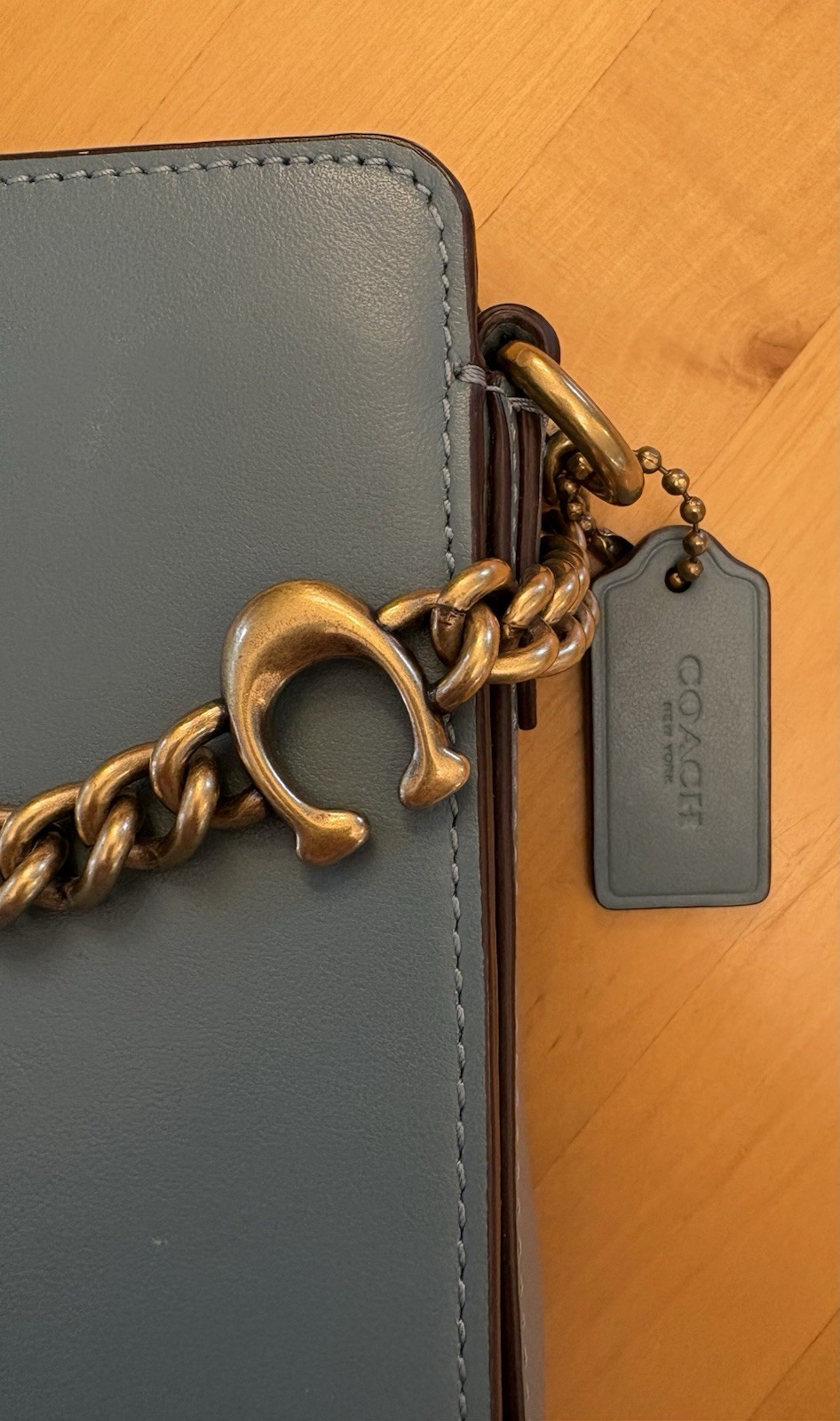 Coach Signature Chain Crossbody Bag Marine Blue Leather 78801 Oct 2019