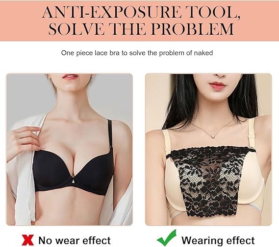 6 Pieces Lace Clip-on Mock Camisole Bra, Insert Overlay Modesty Panels for Low