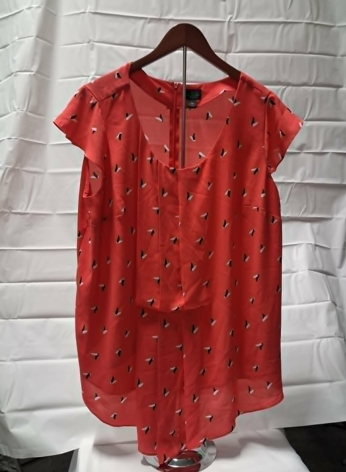 Worthington Womens Blouse 1X Red with Pattern