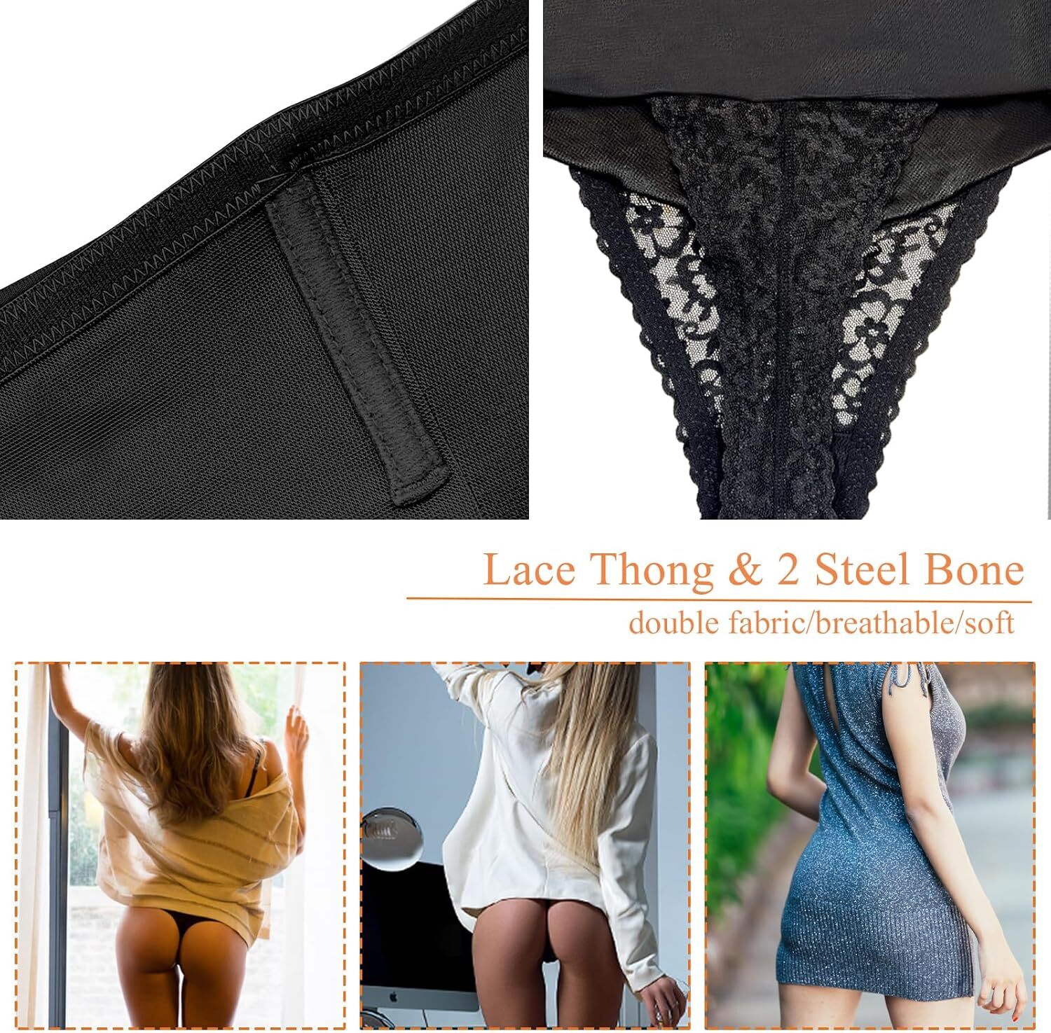 Women High Waist Tummy Control Thong Shapewear Seamless Butt Lifter Underwear
