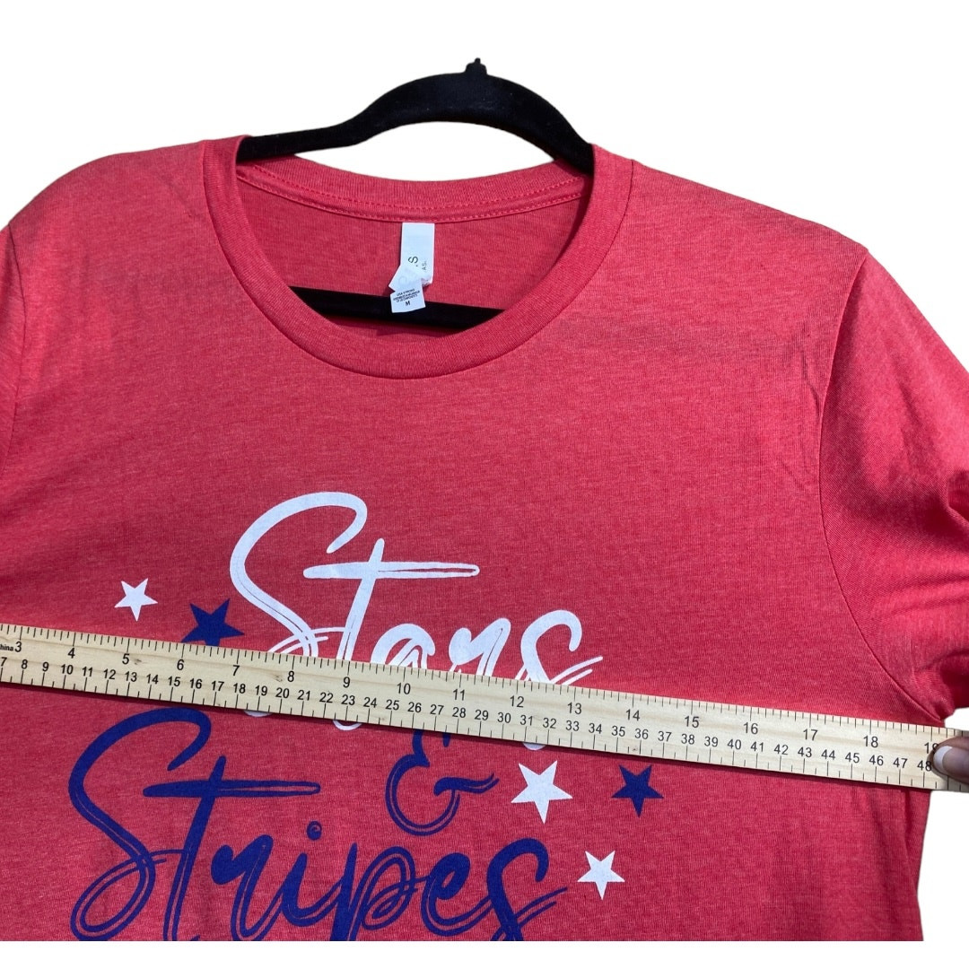 Red Stars & Stripes graphic tee on Bella Canvas Medium