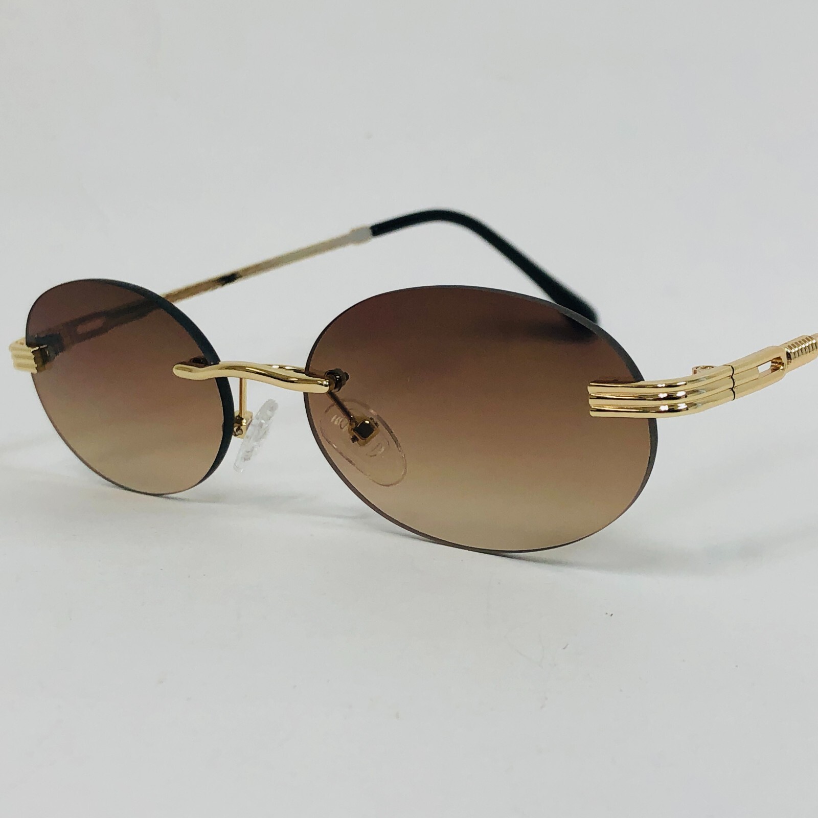 Vintage Gold Frame Rimless Luxury Men’s Hip Hop Clear Lens Retro Fashion Glasses