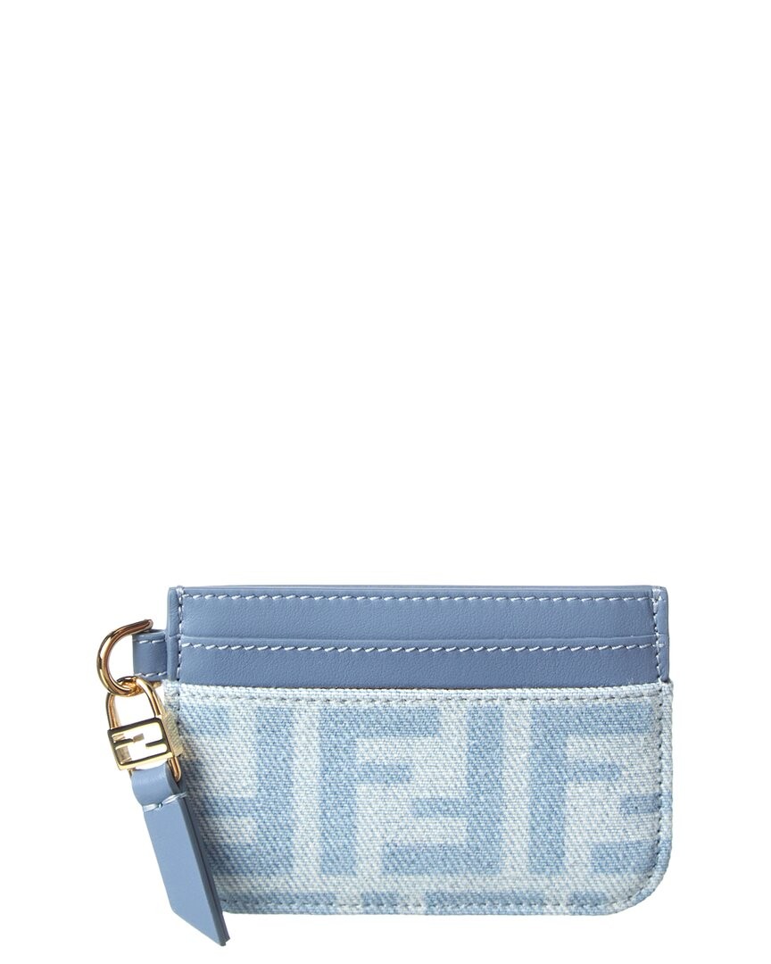 Fendi Baguette Denim & Leather Card Case Women’s Blue